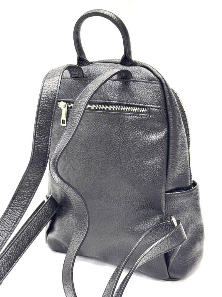 Zaino da donna in vera pelle / rafia MONTE GRAMMONDO, colore NERO, CHIAROSCURO, Made in Italy
