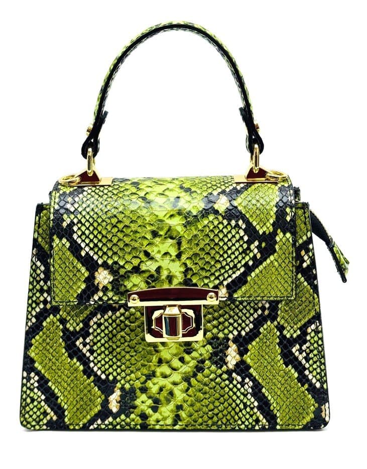Borsa small a mano / a tracolla da donna in vera pelle EVELINA, colore VERDE, CHIAROSCURO, Made in Italy