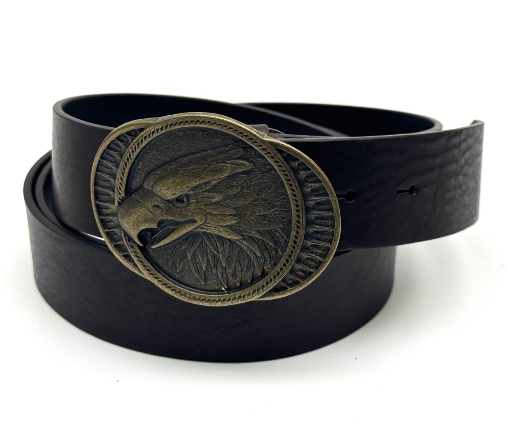 Cintura in vera pelle da uomo DENVER - ACQUILA, colore TESTA DI MORO, fibbia speciale brunito, CHIAROSCURO, Made in Italy