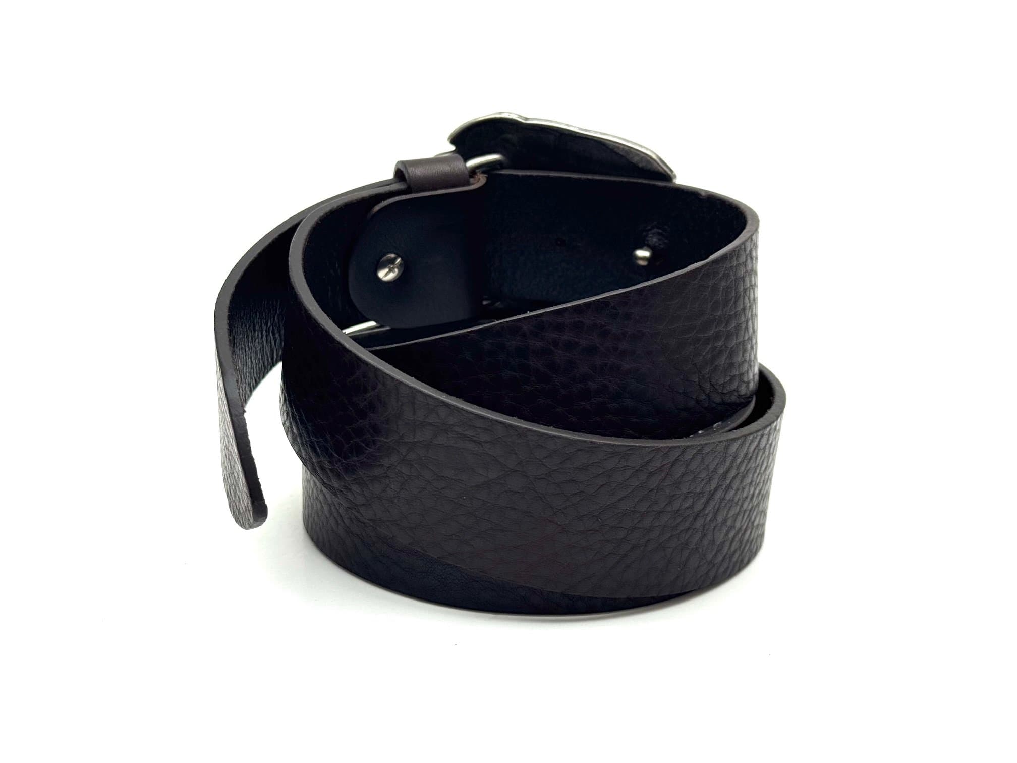 Cintura in vera pelle da uomo DENVER - INDIANO, colore TESTA DI MORO, fibbia speciale, CHIAROSCURO, Made in Italy
