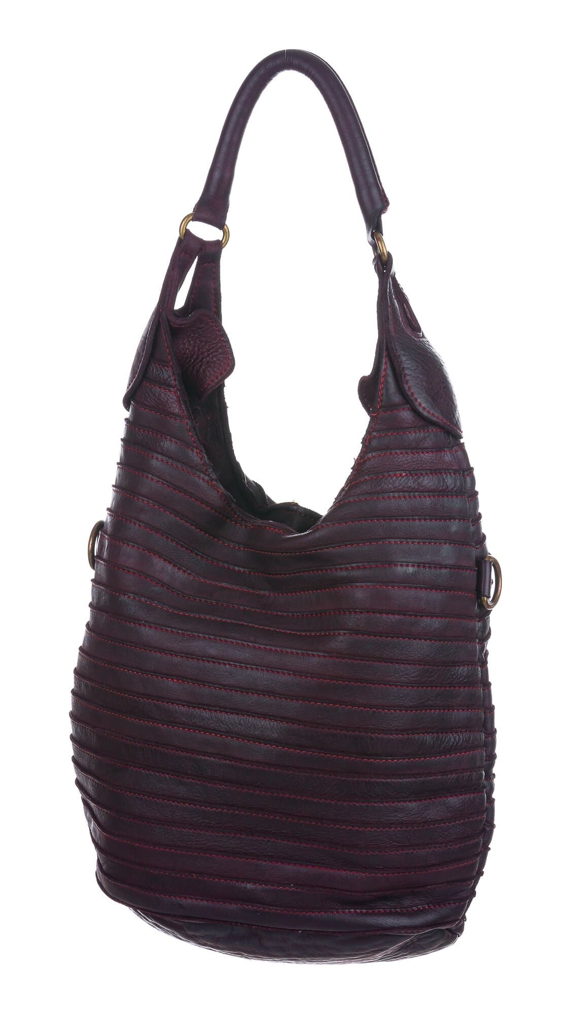 Borsa donna ARTEMIA in vera pelle vintage, colore BORDEAUX, CHIAROSCURO, Made in Italy