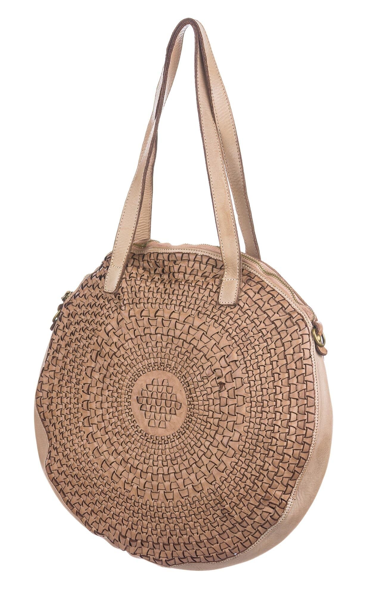Borsa donna CESIRA in vera pelle vintage, colore TAUPE, CHIAROSCURO, Made in Italy