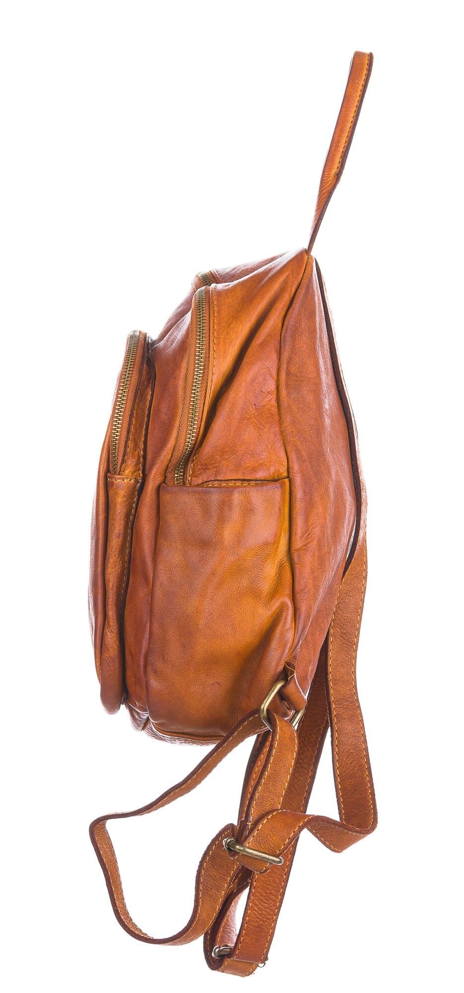 Borsa zaino donna MONTE PRENA, in vera pelle vintage, colore MIELE, CHIAROSCURO, Made in Italy