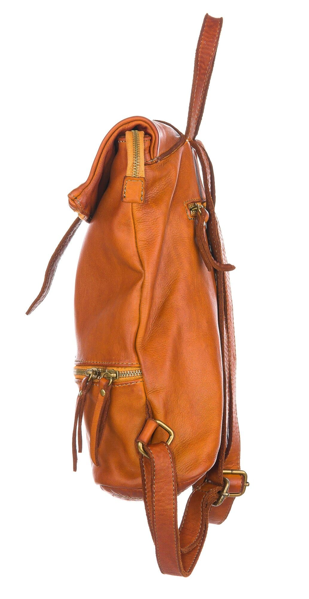Borsa zaino donna MONTE SIRENTE, in vera pelle vintage, colore MIELE, CHIAROSCURO, Made in Italy