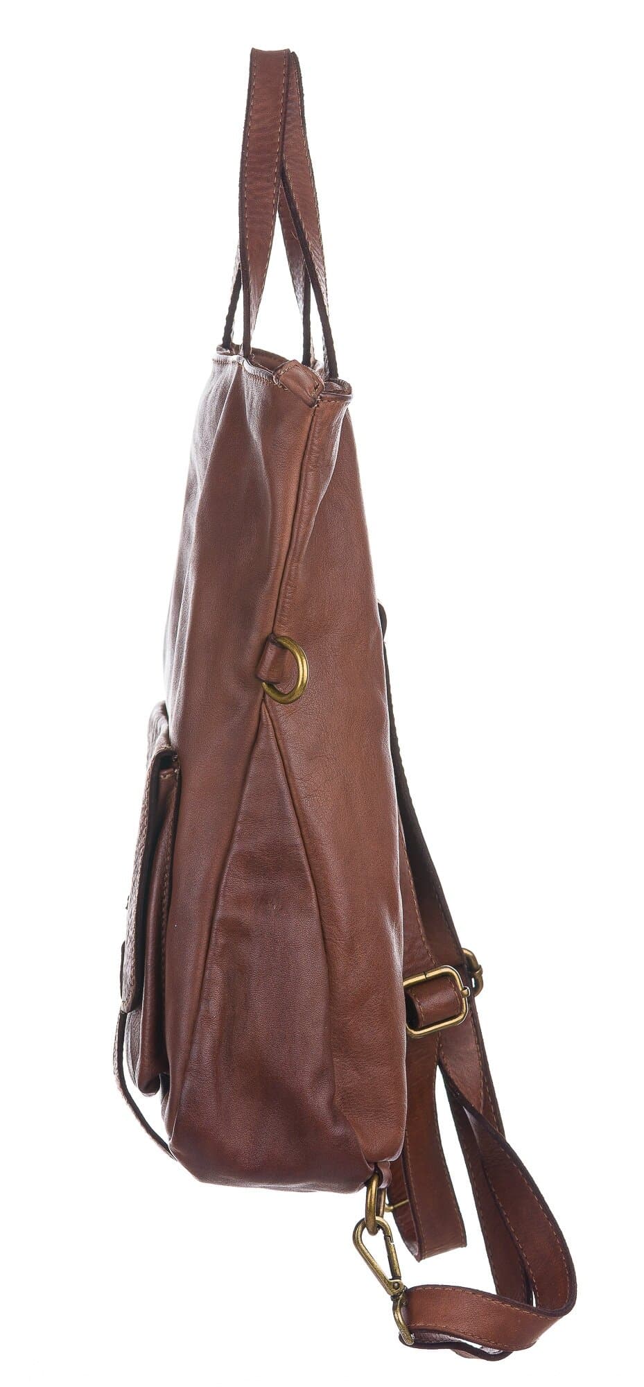Borsa zaino donna MONTE GENEROSO, in vera pelle vintage, colore MARRONE, CHIAROSCURO, Made in Italy