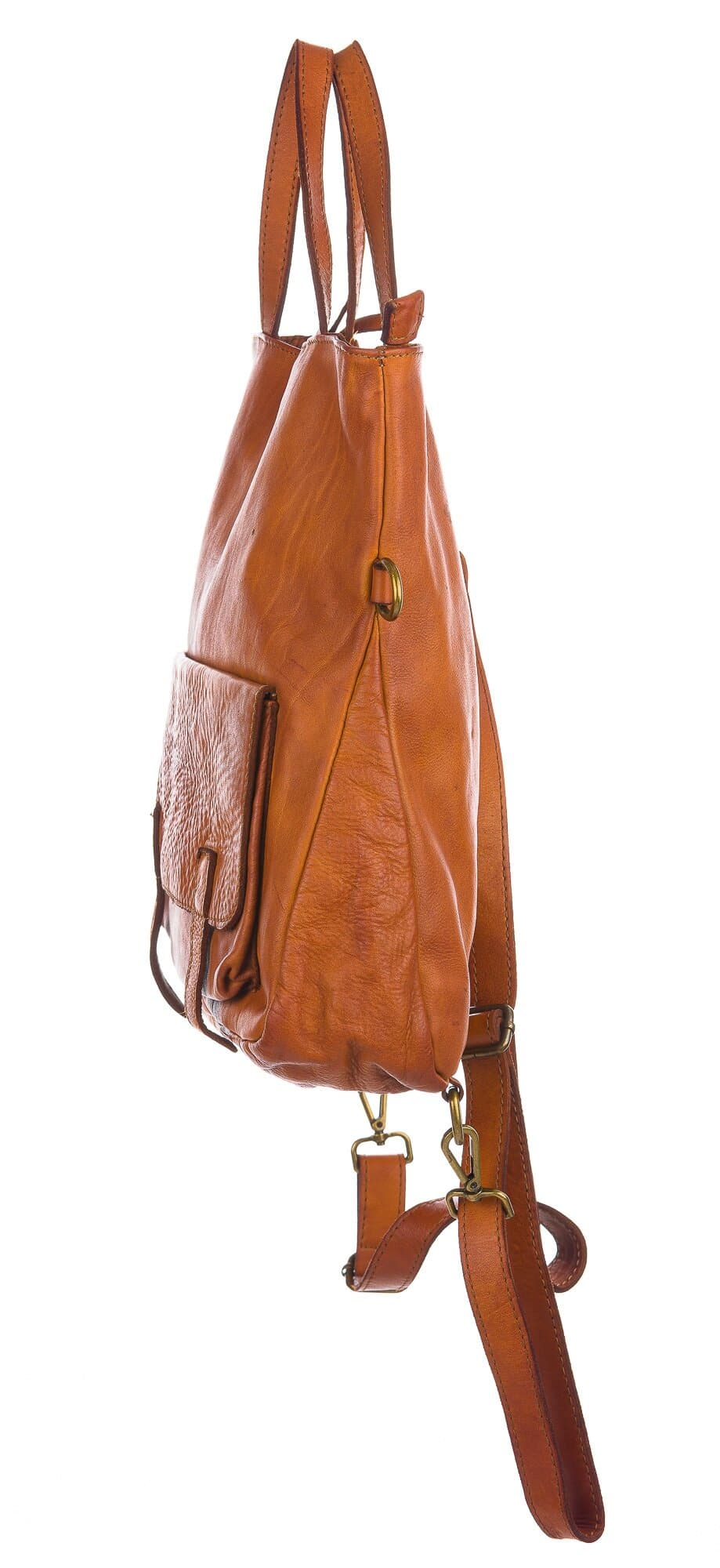 Borsa zaino donna MONTE GENEROSO, in vera pelle vintage, colore MIELE, CHIAROSCURO, Made in Italy