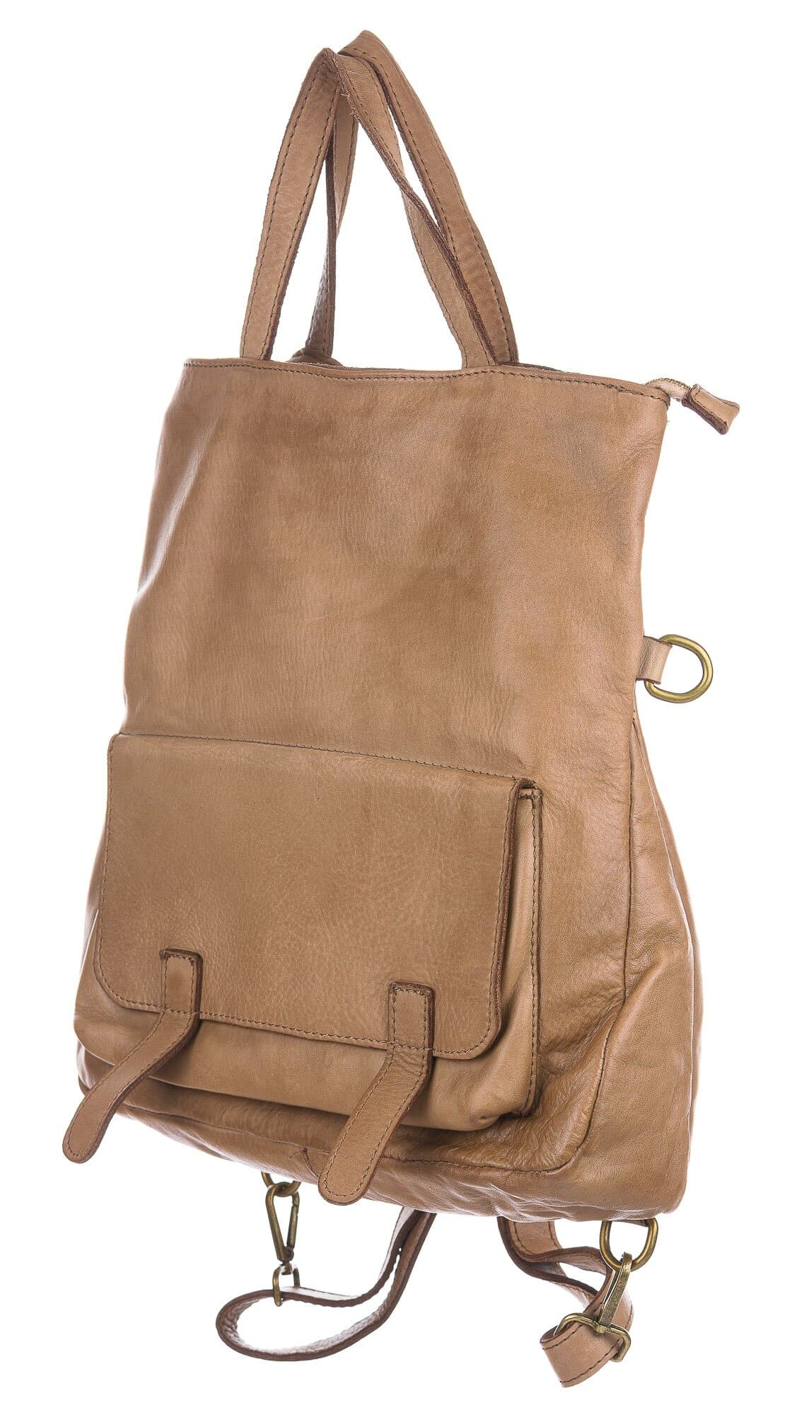 Borsa zaino donna MONTE GENEROSO, in vera pelle vintage, colore TAUPE, CHIAROSCURO, Made in Italy