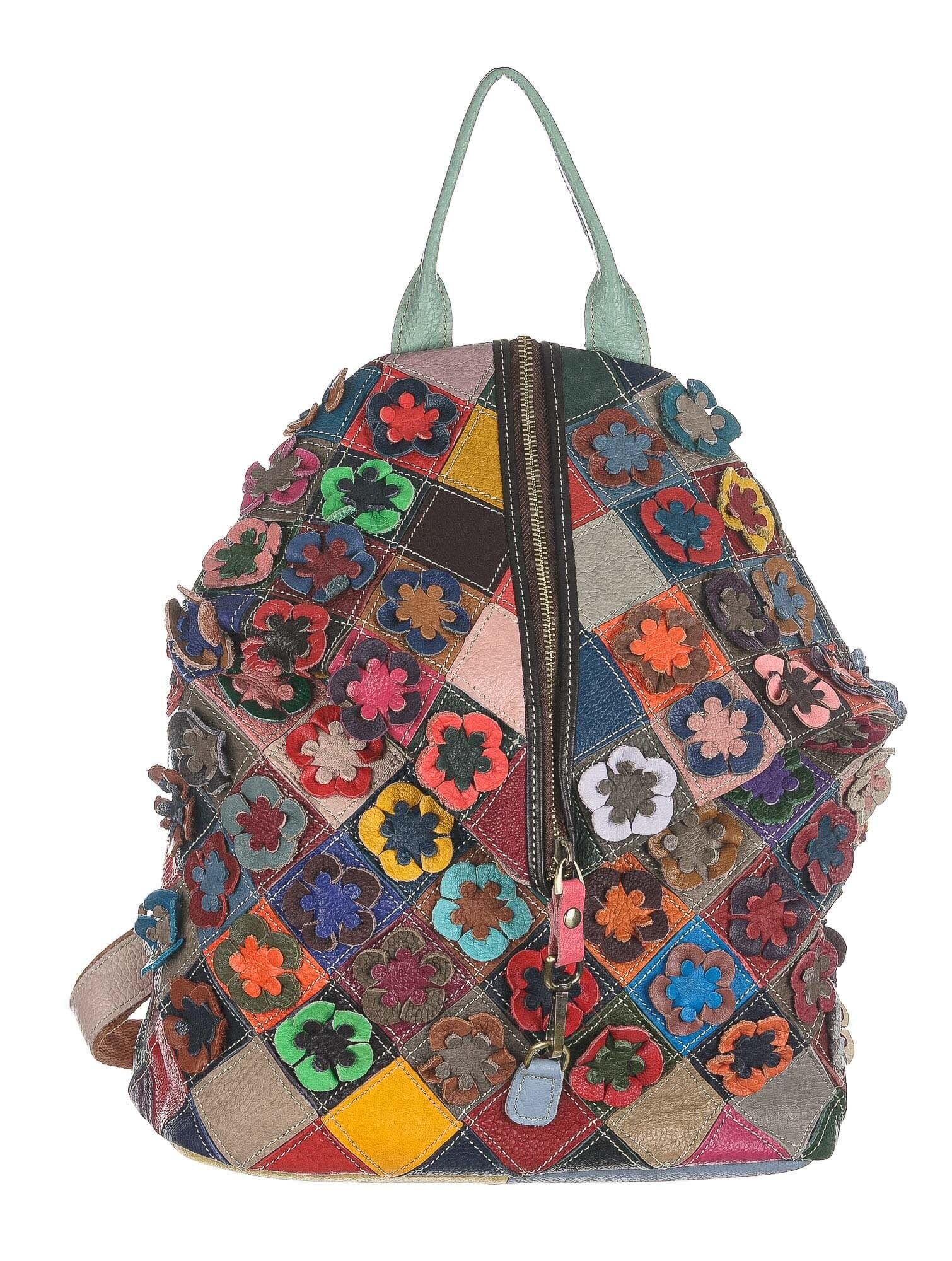 Borsa zaino donna in vera pelle MONTE CEPPO, MULTICOLORE, ARIANNA DINI, MADE IN ITALY