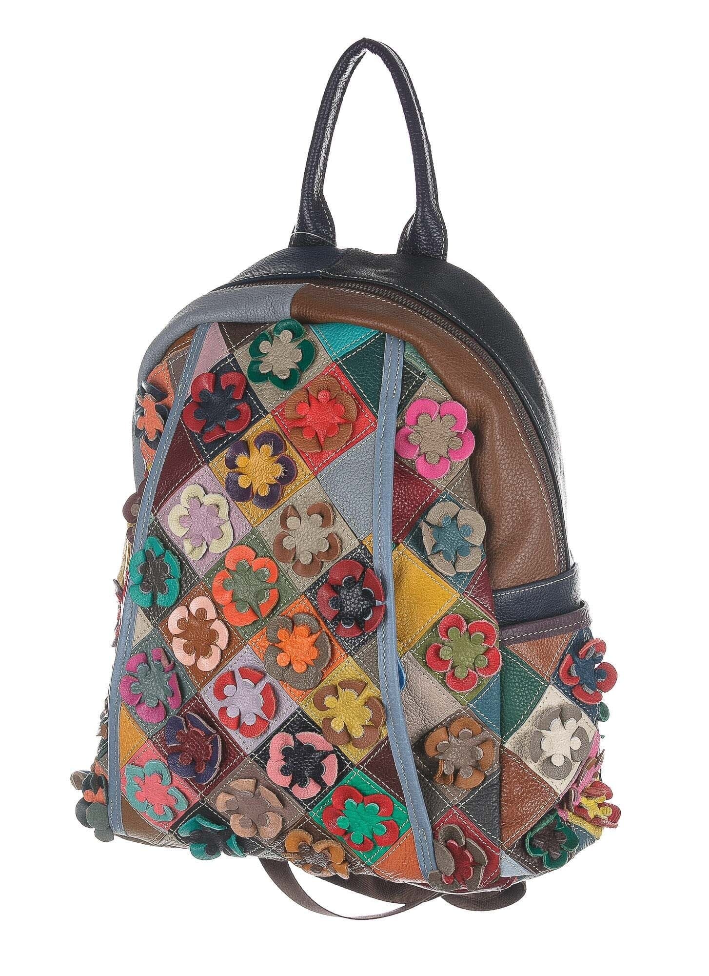 Borsa zaino donna MONTE MARMOLADA, in vera pelle morbida martellata, MULTICOLORE, ARIANNA DINI
