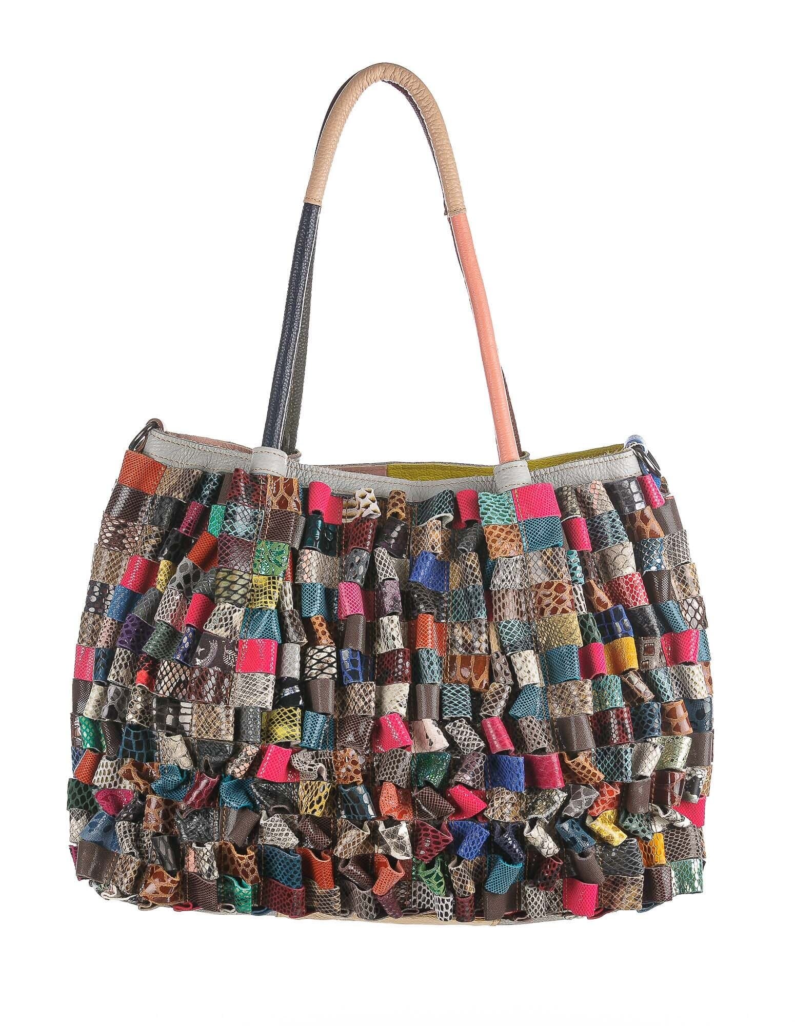 Borsa donna in vera pelle ARIANNA DINI mod. MAYA, MULTICOLORE.