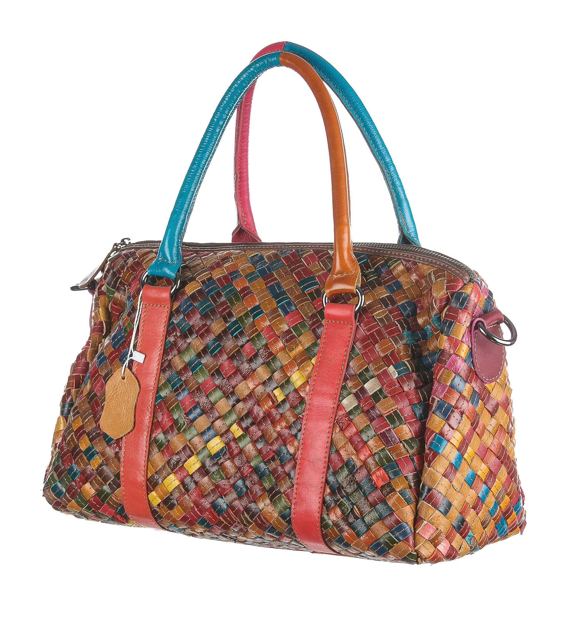 Borsa donna in vera pelle ARIANNA DINI mod. GRAZIA, MULTICOLORE-INTRECCIATO.