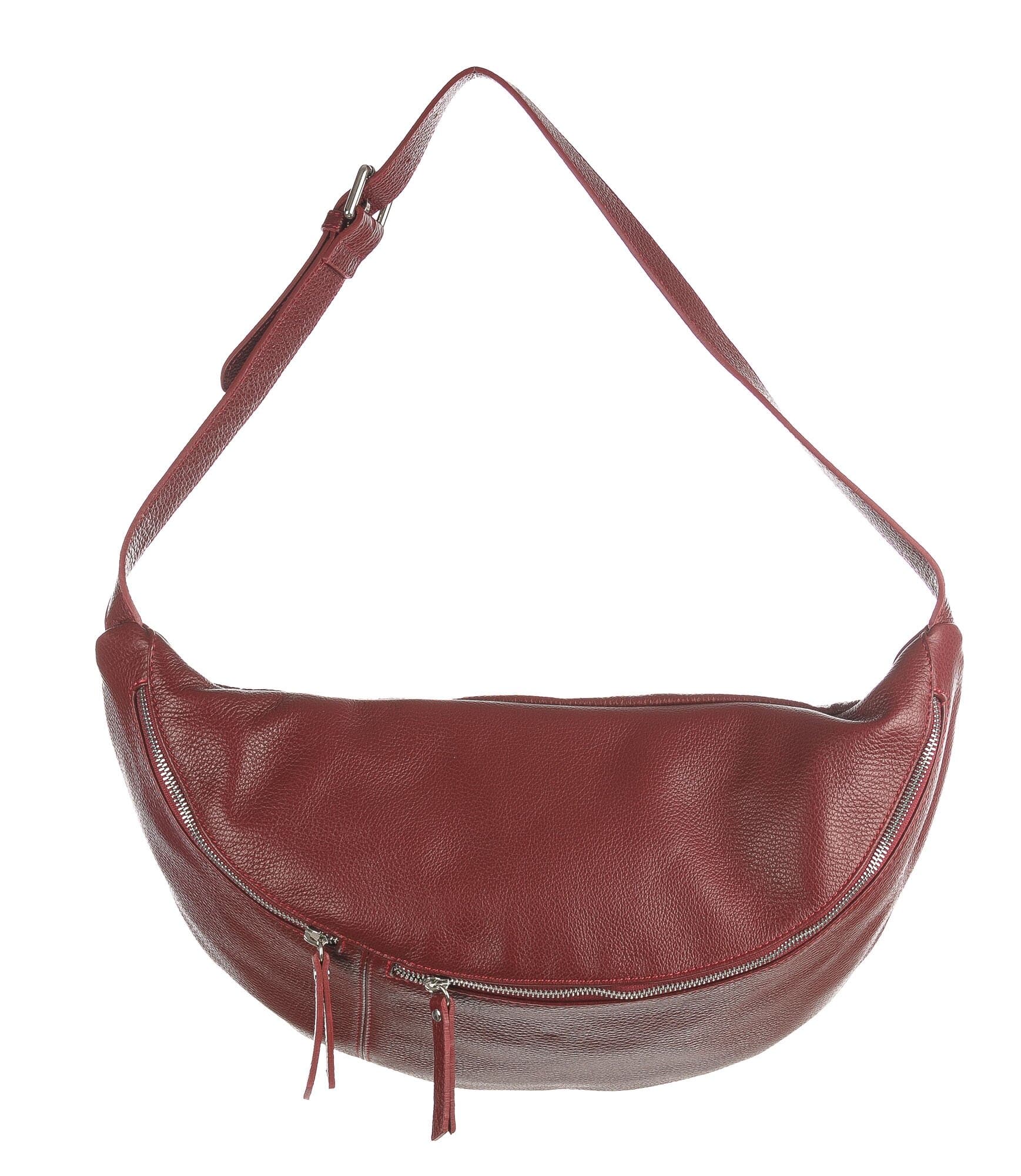 Borsa a marsupio da donna in vera pelle, MOIRA BIG, colore rosso, CHIAROSCURO, Made in Italy