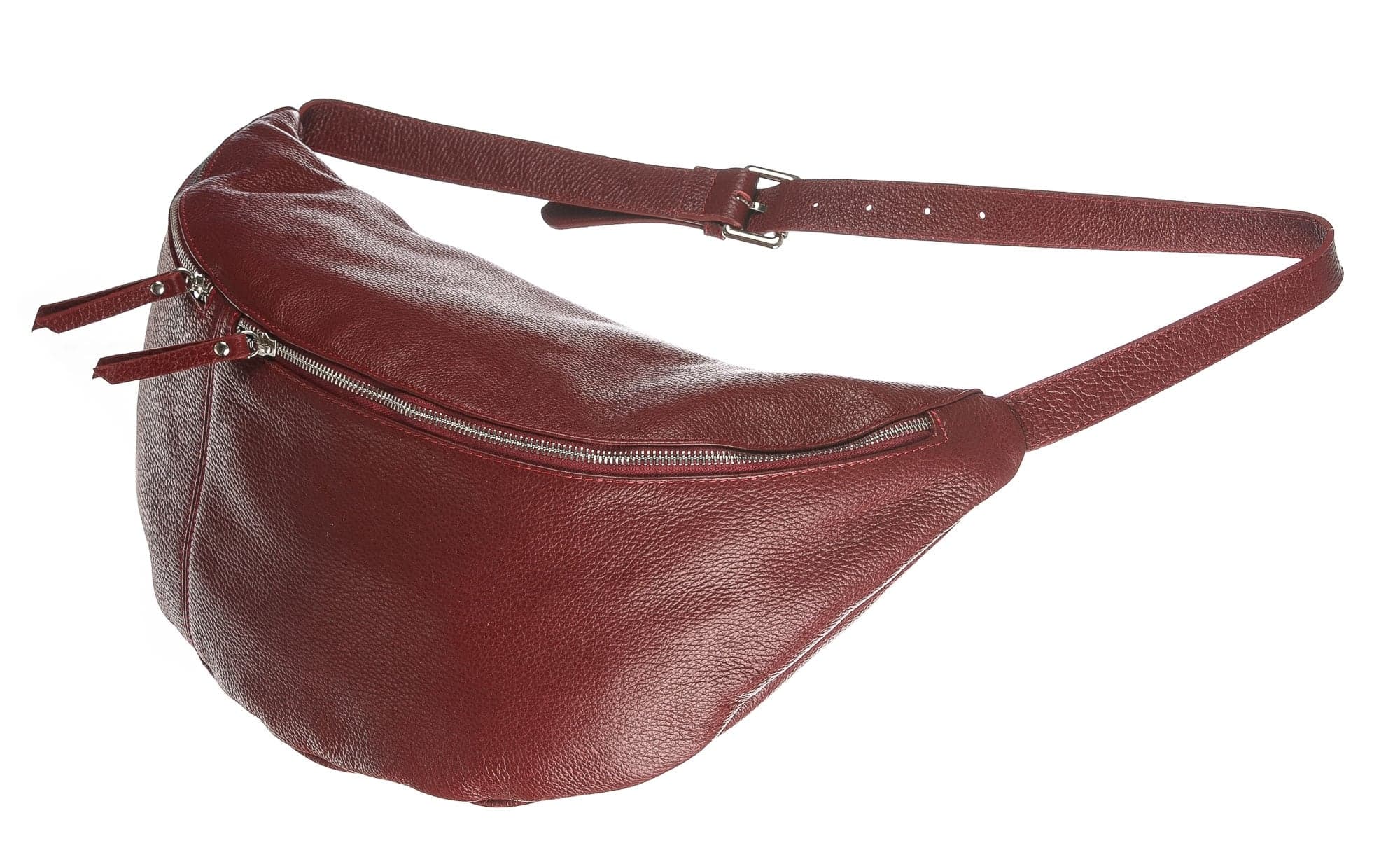 Borsa a marsupio da donna in vera pelle, MOIRA, colore rosso, CHIAROSCURO, Made in Italy