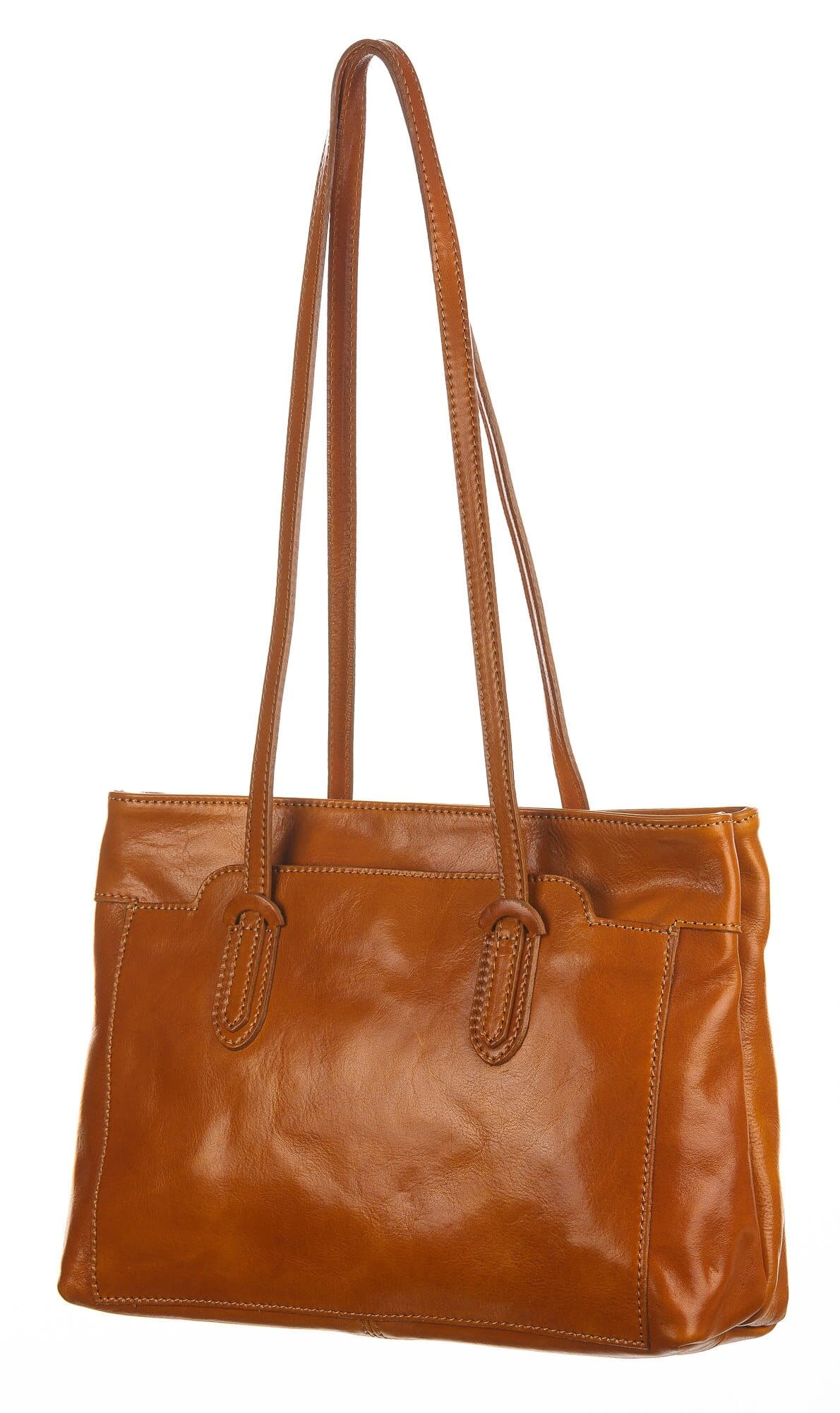 Borsa a spalla da donna in vera pelle MINA MAXI, colore GIALLO, CHIAROSCURO, Made in Italy