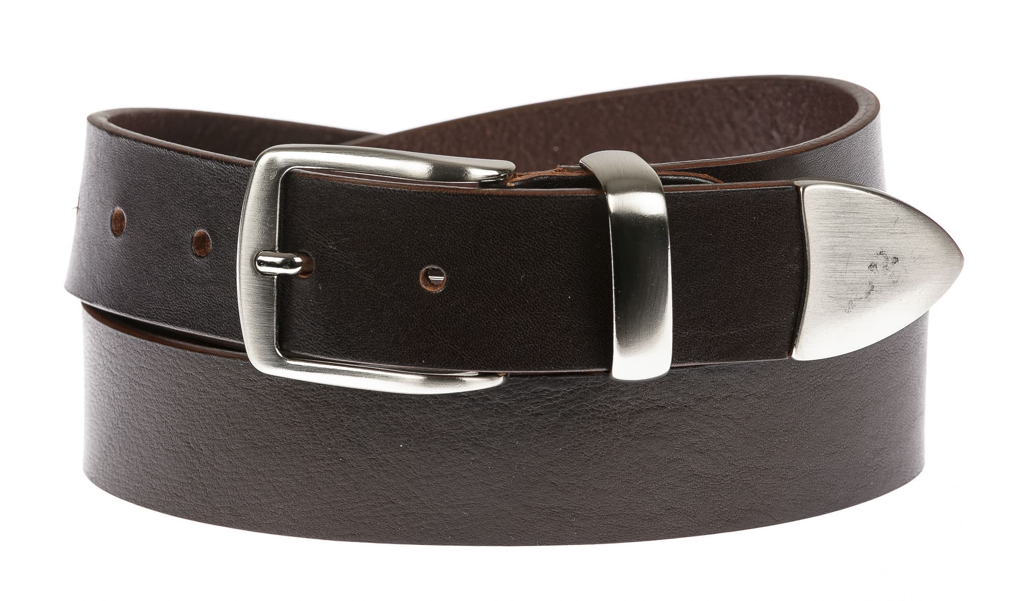 FIUMICINO EXTRA LONG: men's leather belt, color: DARK BROWN, Made in Italy