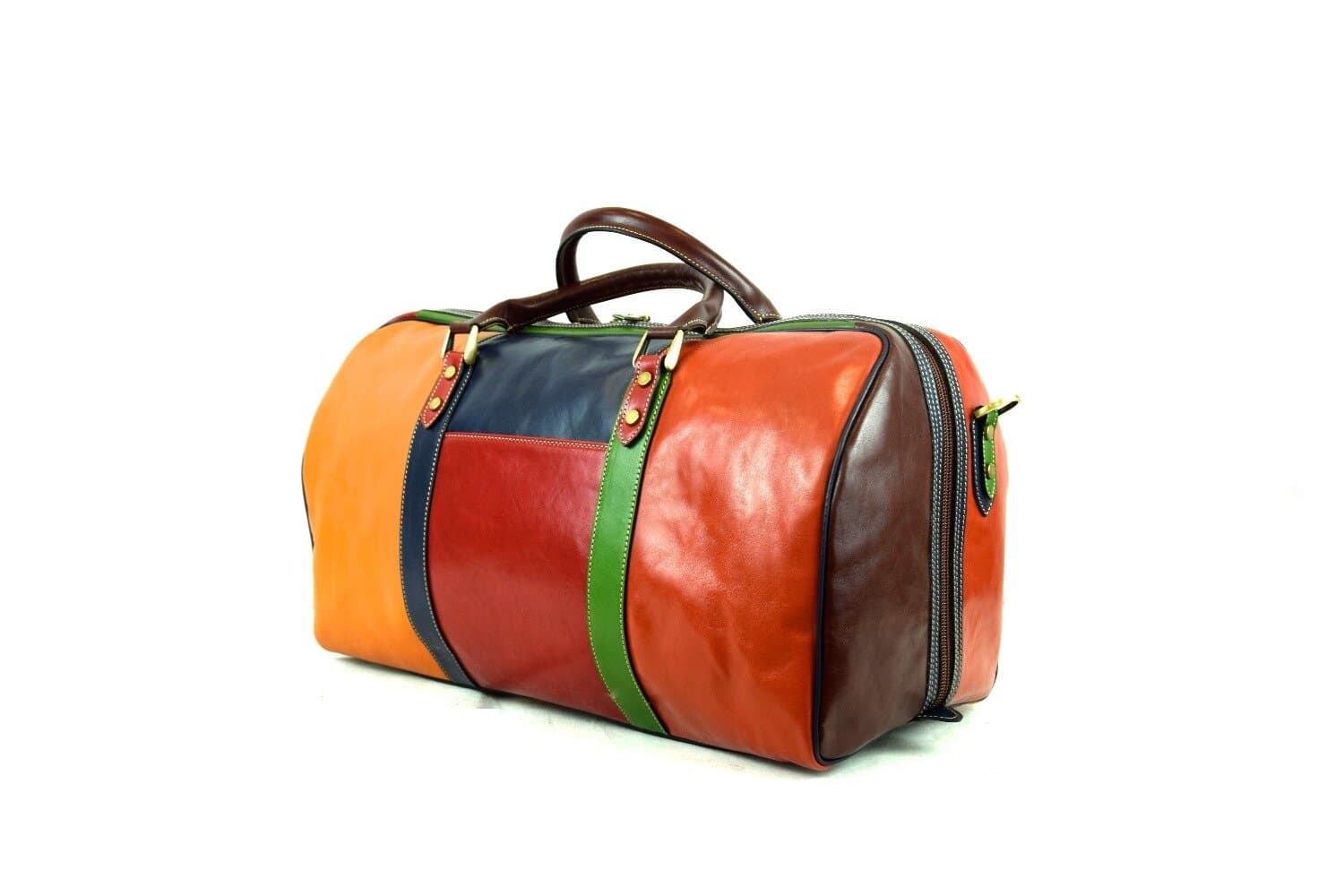 Borsone da viaggio in vero cuoio multicolor TICINO MAXI, SANTINI, Made in Italy