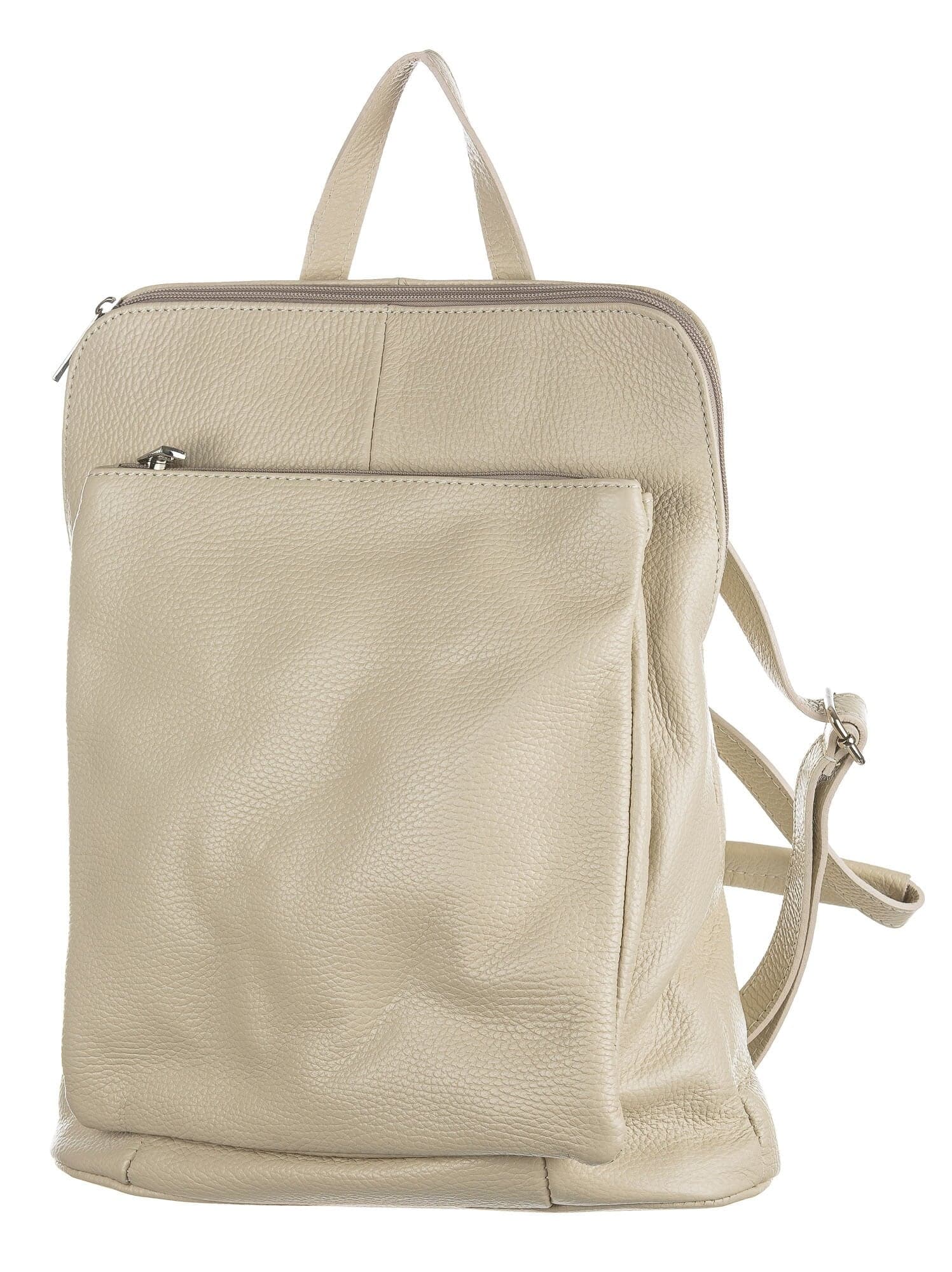 MONVISO : borsa - zaino donna, pelle morbida, colore: BEIGE, Made in Italy