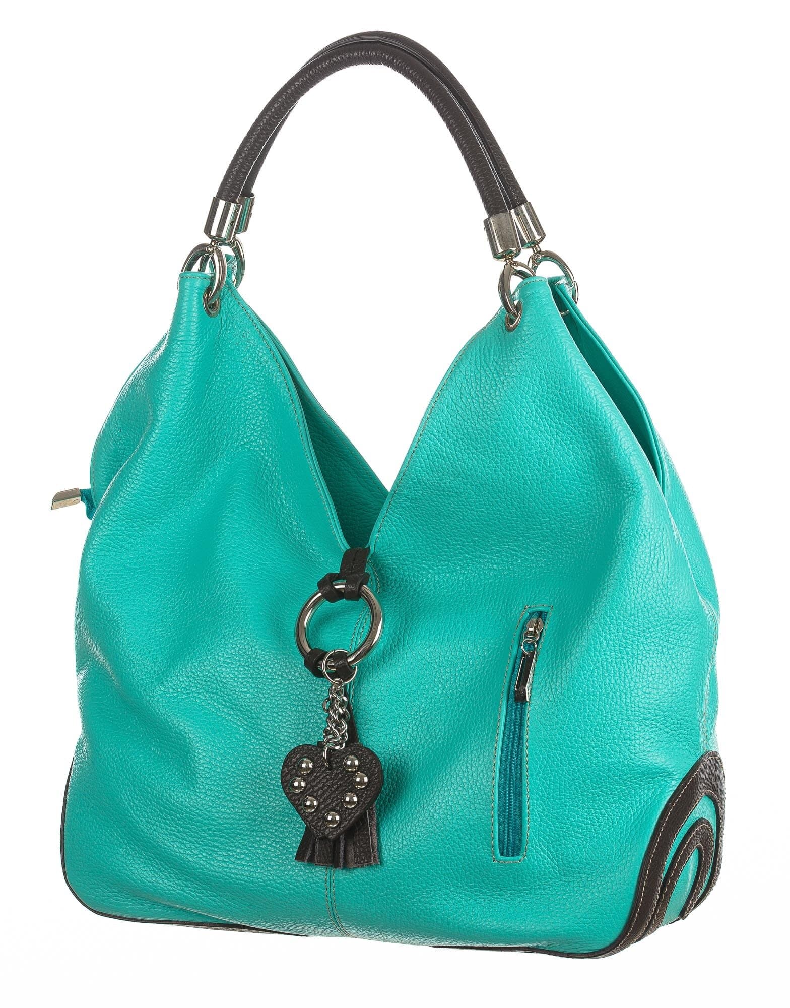 Borsa donna in vera pelle CHIAROSCURO mod. BONELLA big colore TIFFANY, Made in Italy