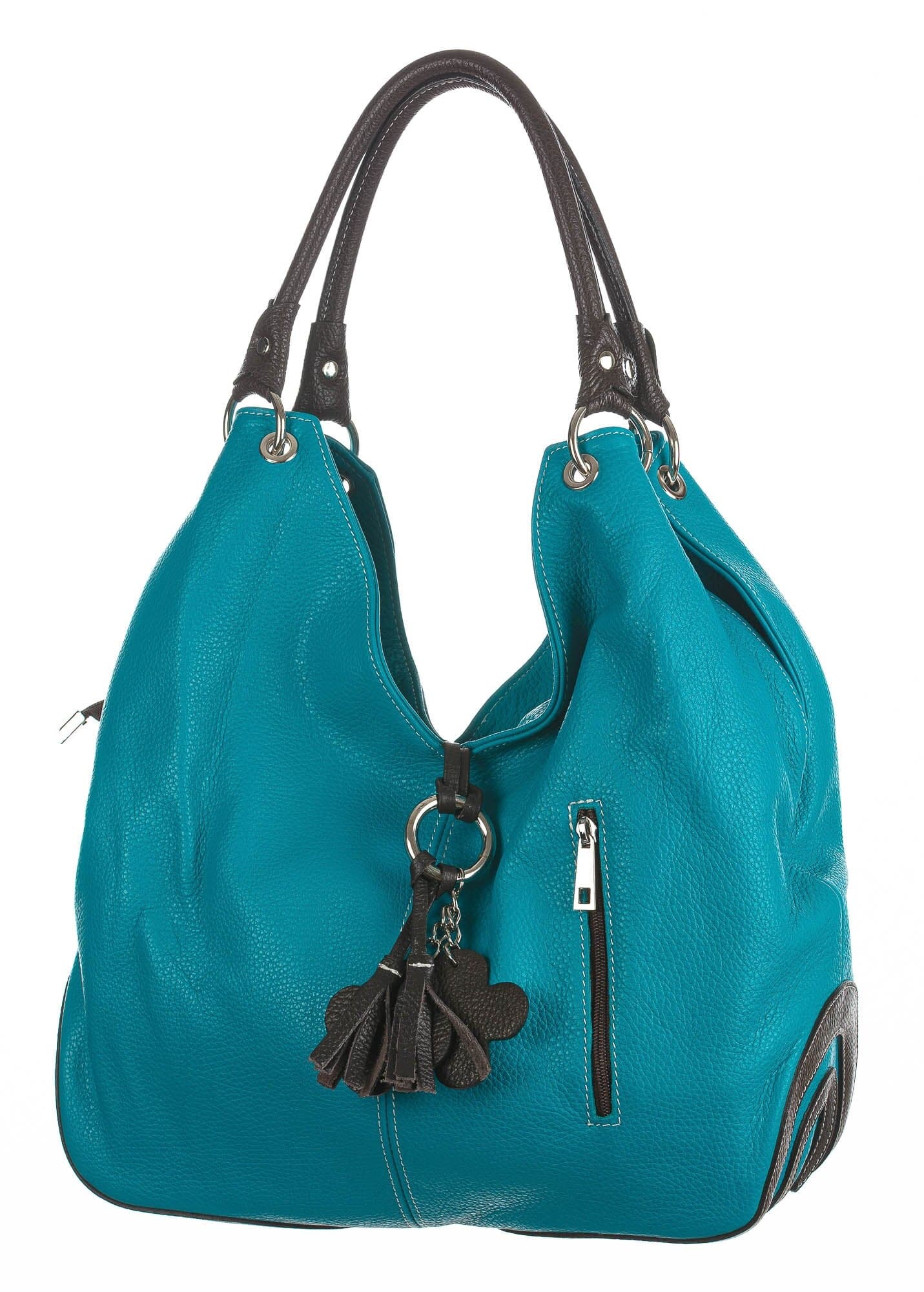 Borsa donna in vera pelle CHIAROSCURO mod. BONELLA big colore CELESTE, Made in Italy