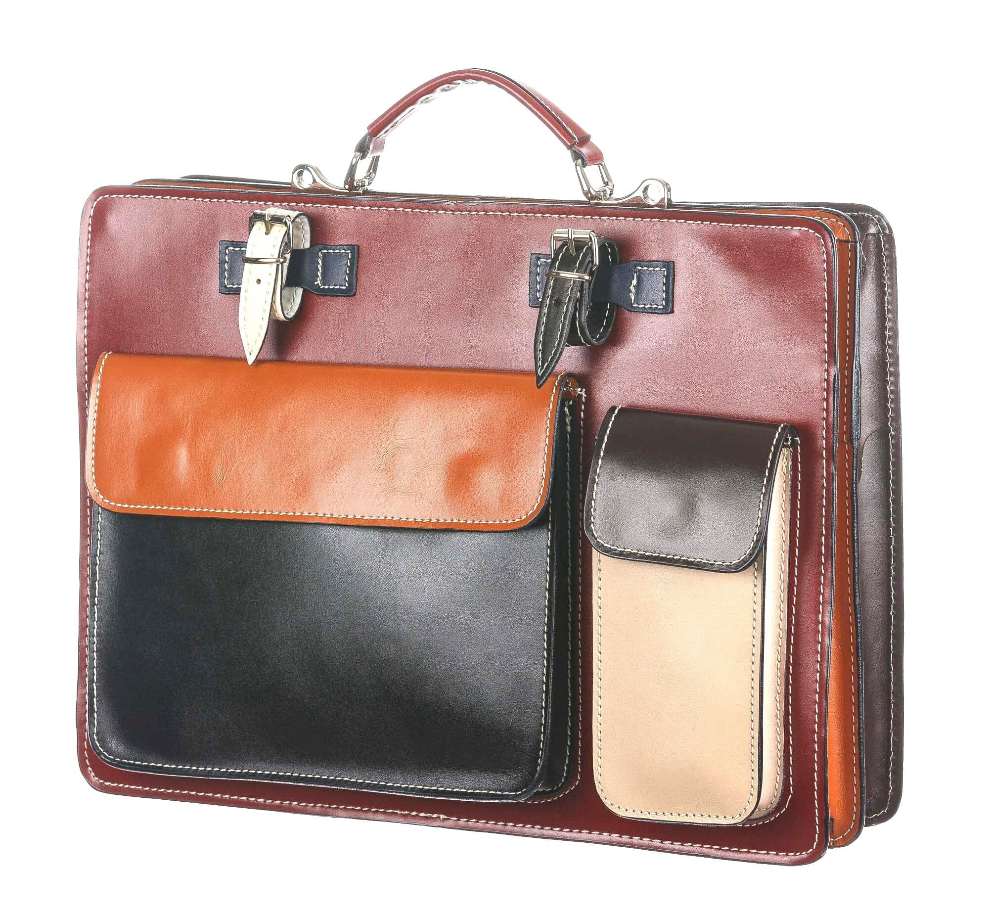 ELVI XXL base Rosso Inverno: Cartella ufficio/lavoro in vera pelle CHIAROSCURO, Made in Italy adatta a computer Pc portatile 15 pollici, brochure grandi, cartelle