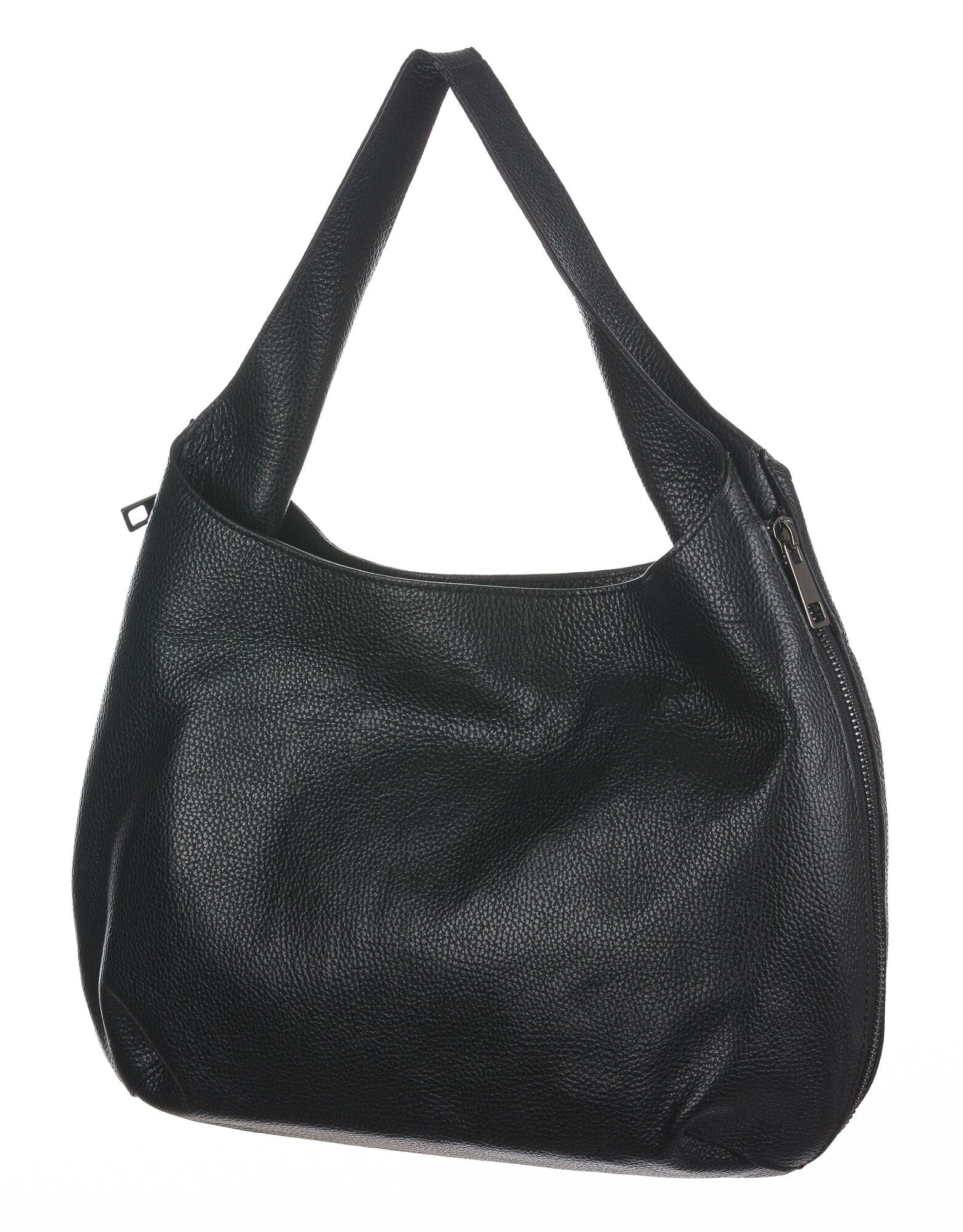 DAISY : borsa donna a spalla, pelle morbida, colore: NERO, cerniere cromate, Made in Italy