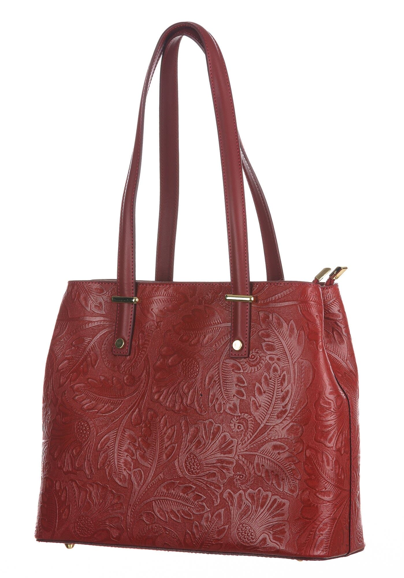 Borsa donna in vera pelle, CHIAROSCURO, mod MEGHI colore ROSSO, Made in Italy