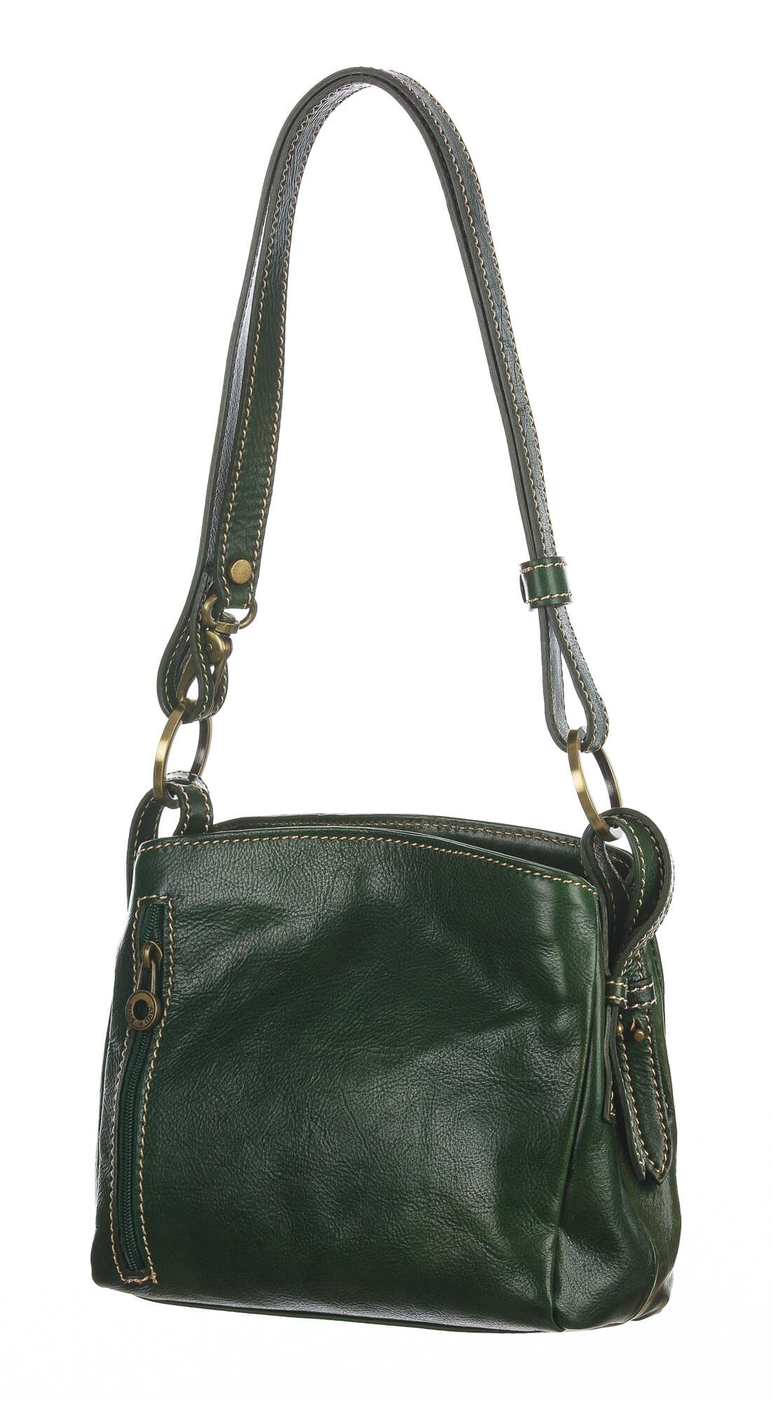 ORNELLA SMALL: borsa donna a spalla in cuoio, colore : VERDE, Made in Italy