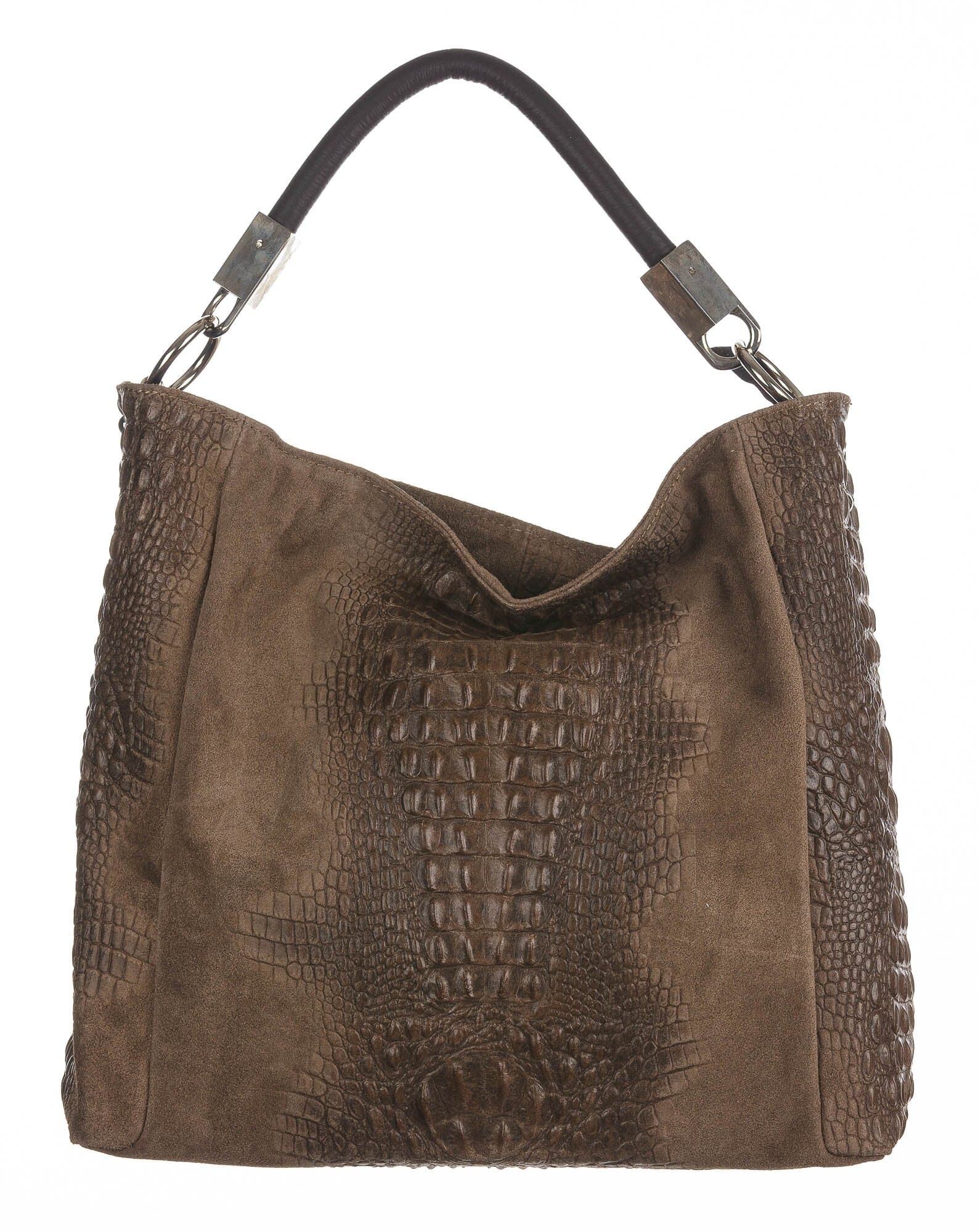 Borsa donna in vera pelle mod. DORIS, colore MARRONE, CHIAROSCURO, Made in Italy