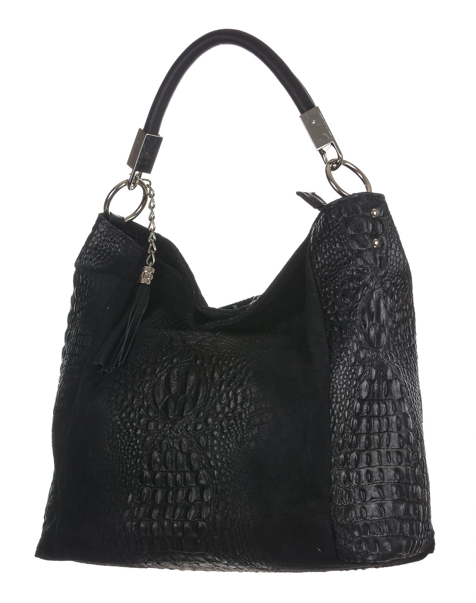 Borsa donna in vera pelle mod. DORIS, colore NERO, CHIAROSCURO, Made in Italy