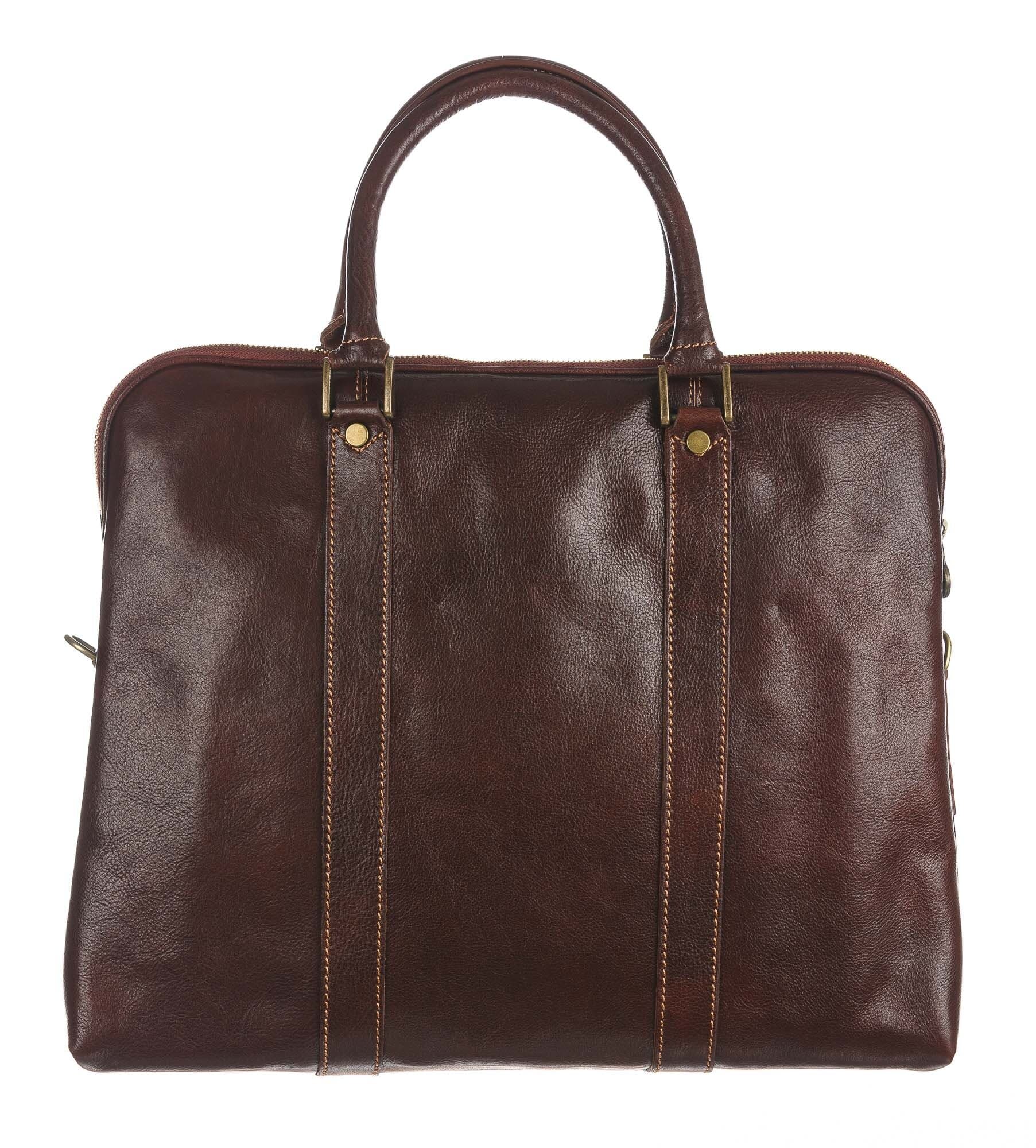 MALCO : cartella ufficio / borsa porta computer, uomo - donna, in cuoio, colore : MARRONE, CHIAROSCURO, Made in Italy