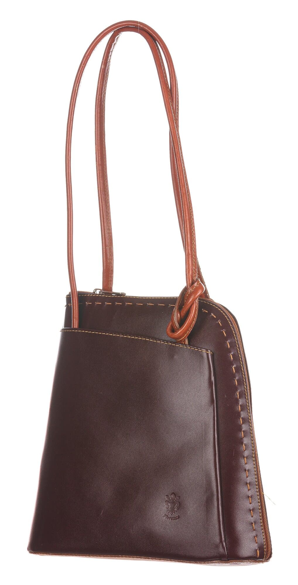 Borsa zaino donna in vera pelle mod. MONTE CIMONE colore TESTA MORO, CHIAROSCURO, Made in Italy