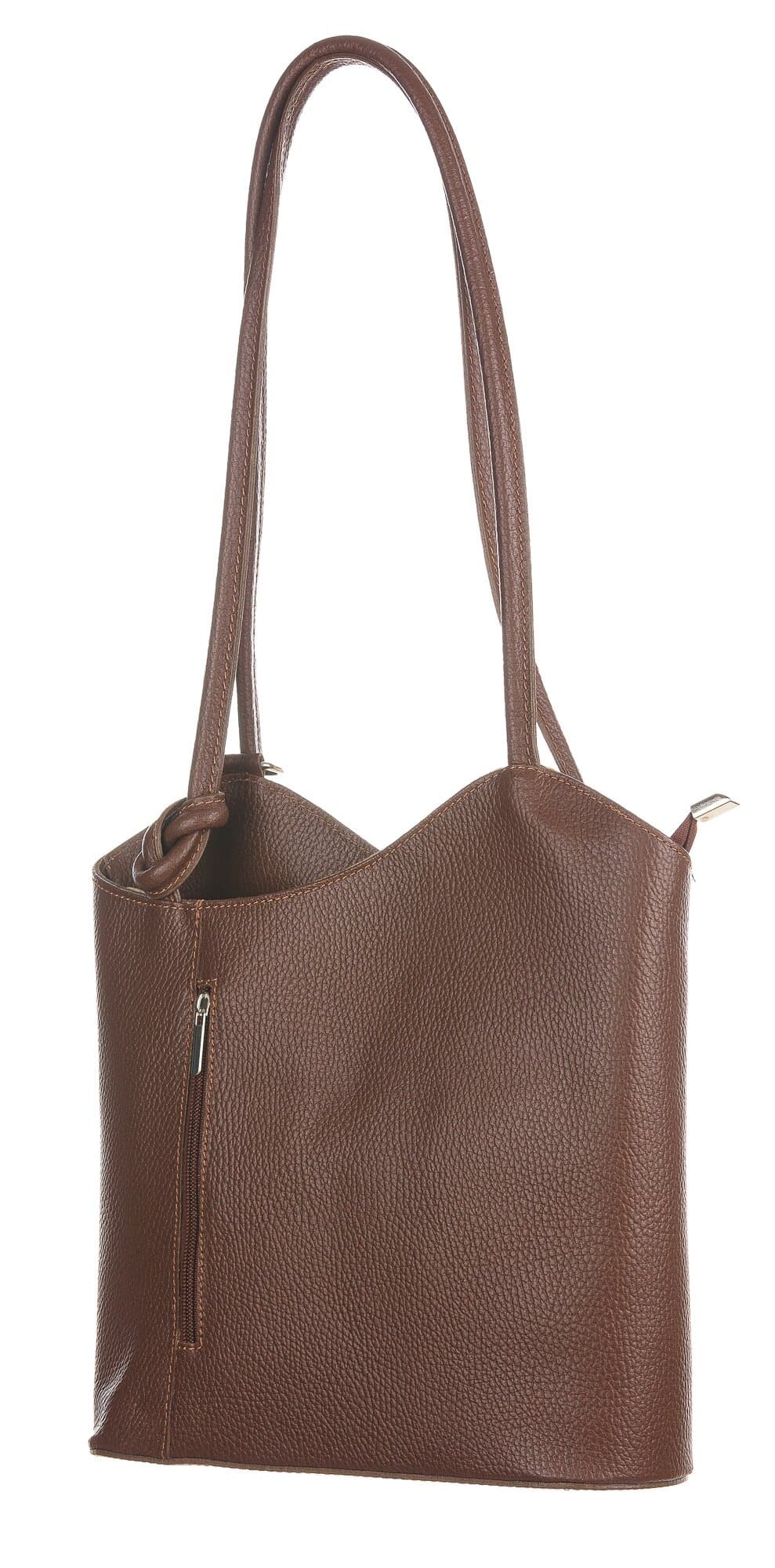 Borsa zaino donna in vera pelle CHIAROSCURO mod. MONTE ARGENTERA colore MARRONE, Made in Italy