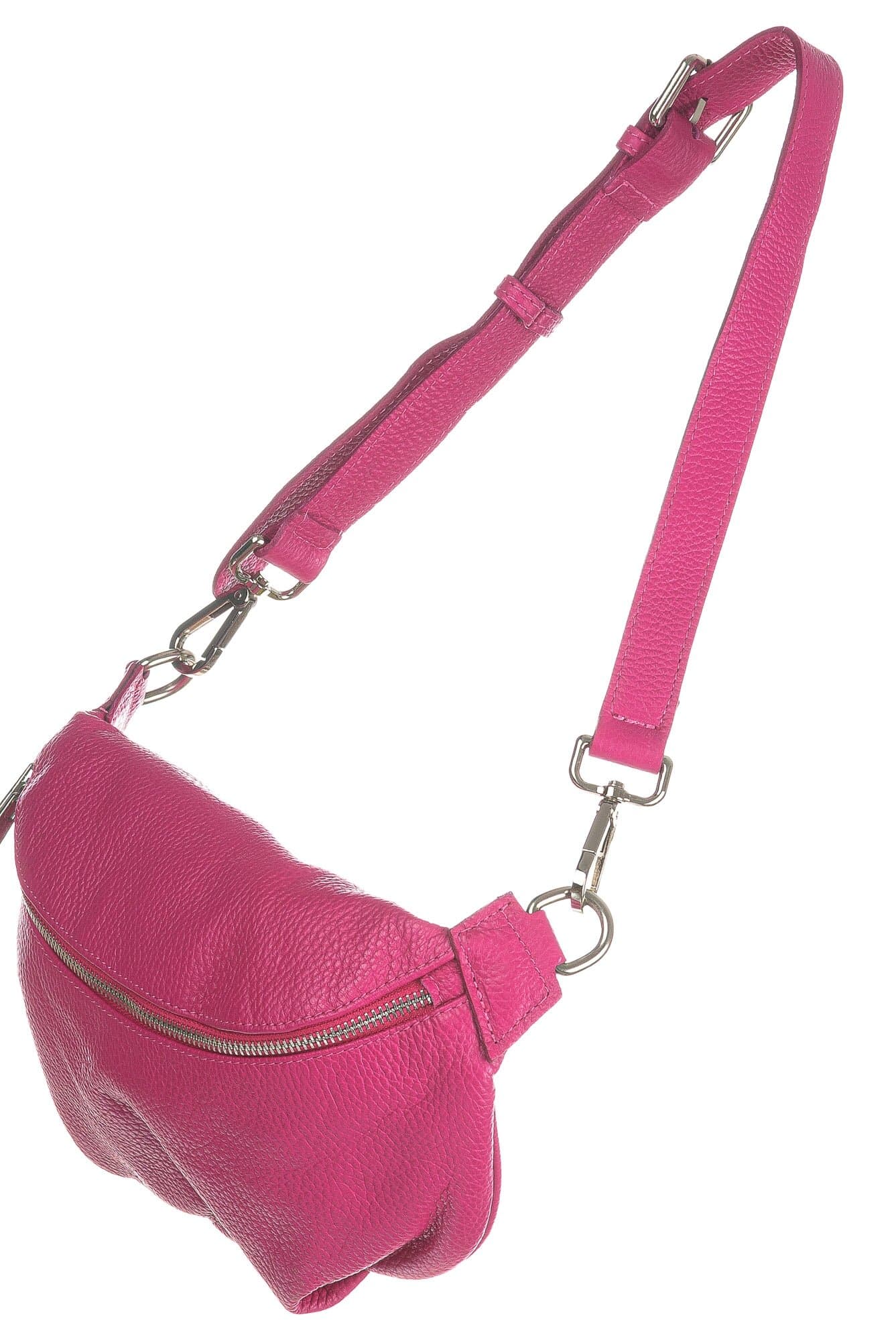 Marsupio da donna in vera pelle primo fiore GLORIA, colore FUCSIA, CHIAROSCURO, Made in Italy