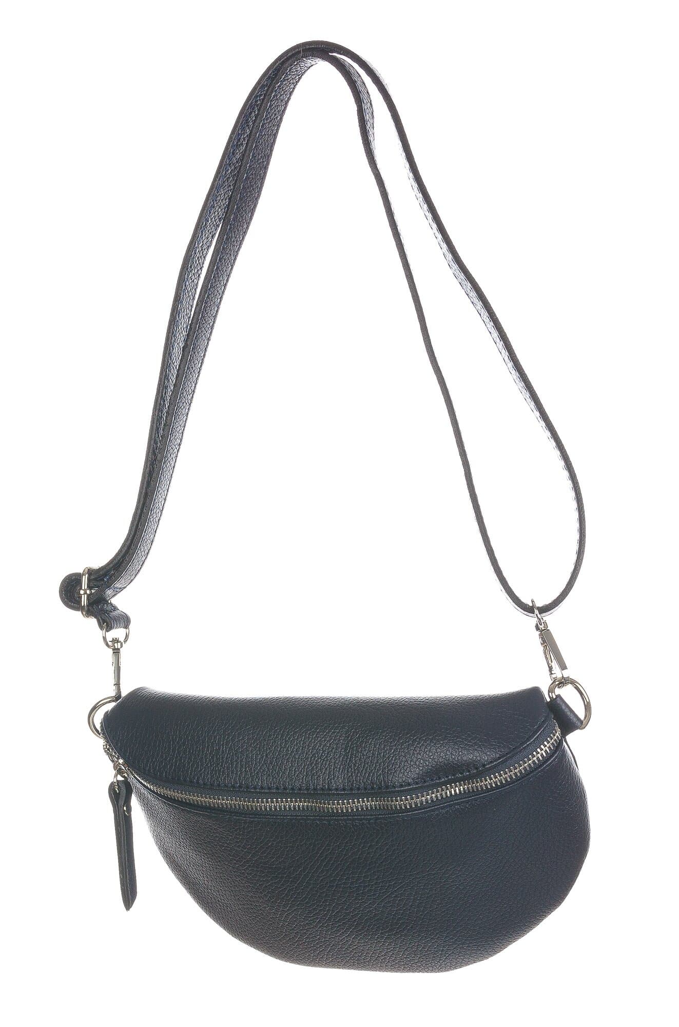 Marsupio da donna in vera pelle primo fiore GINEVRA, colore BLU, CHIAROSCURO, Made in Italy