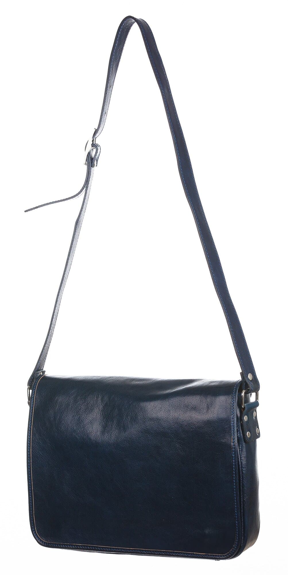 MATTIA MEDIUM: Borsa Messenger a Tracolla da uomo in vero cuoio, colore : BLU, CHIAROSCURO, Made in Italy