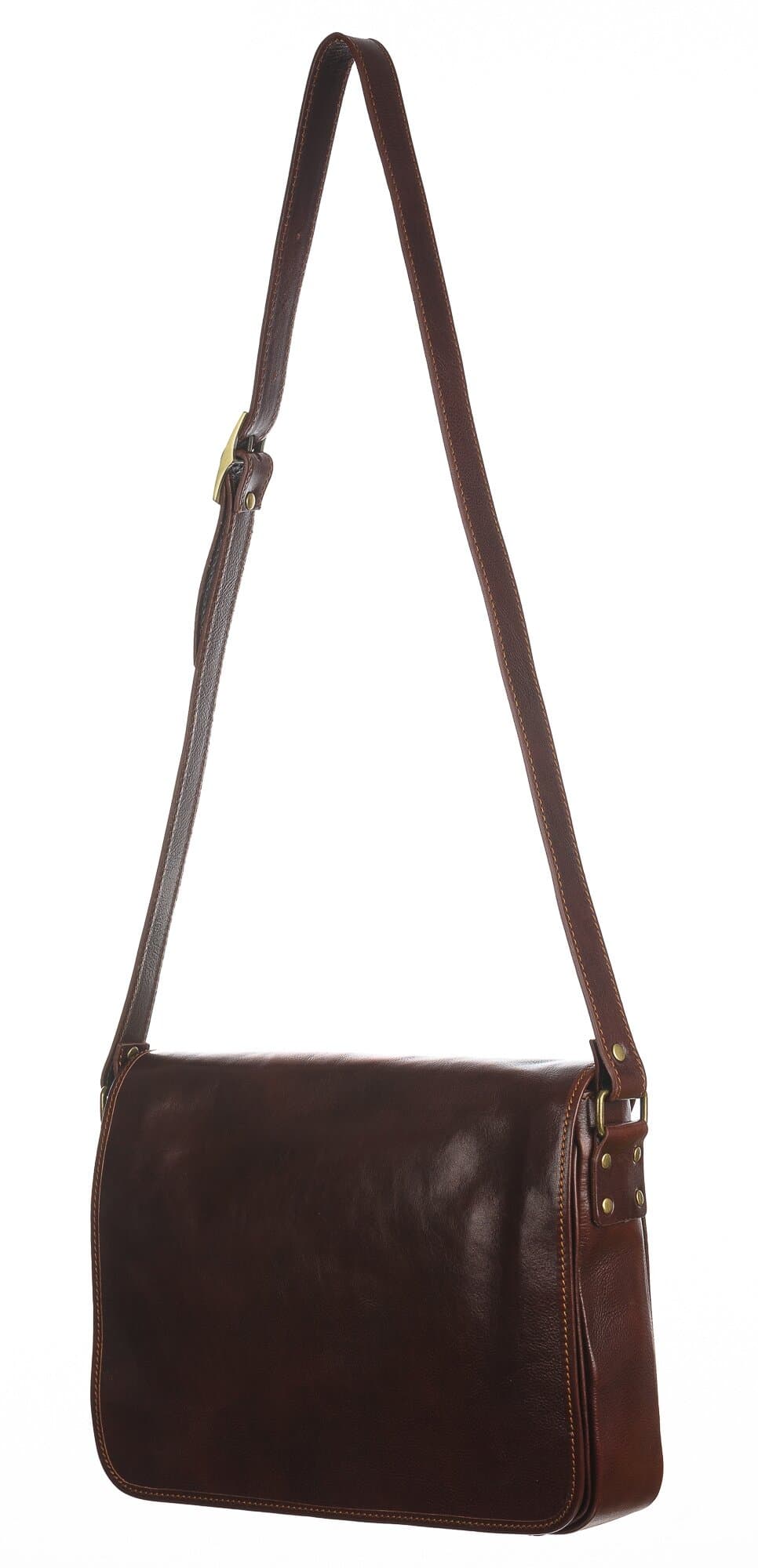 MATTIA MEDIUM: Borsa Messenger a Tracolla da uomo in vero cuoio, colore : TESTA DI MORO, CHIAROSCURO, Made in Italy