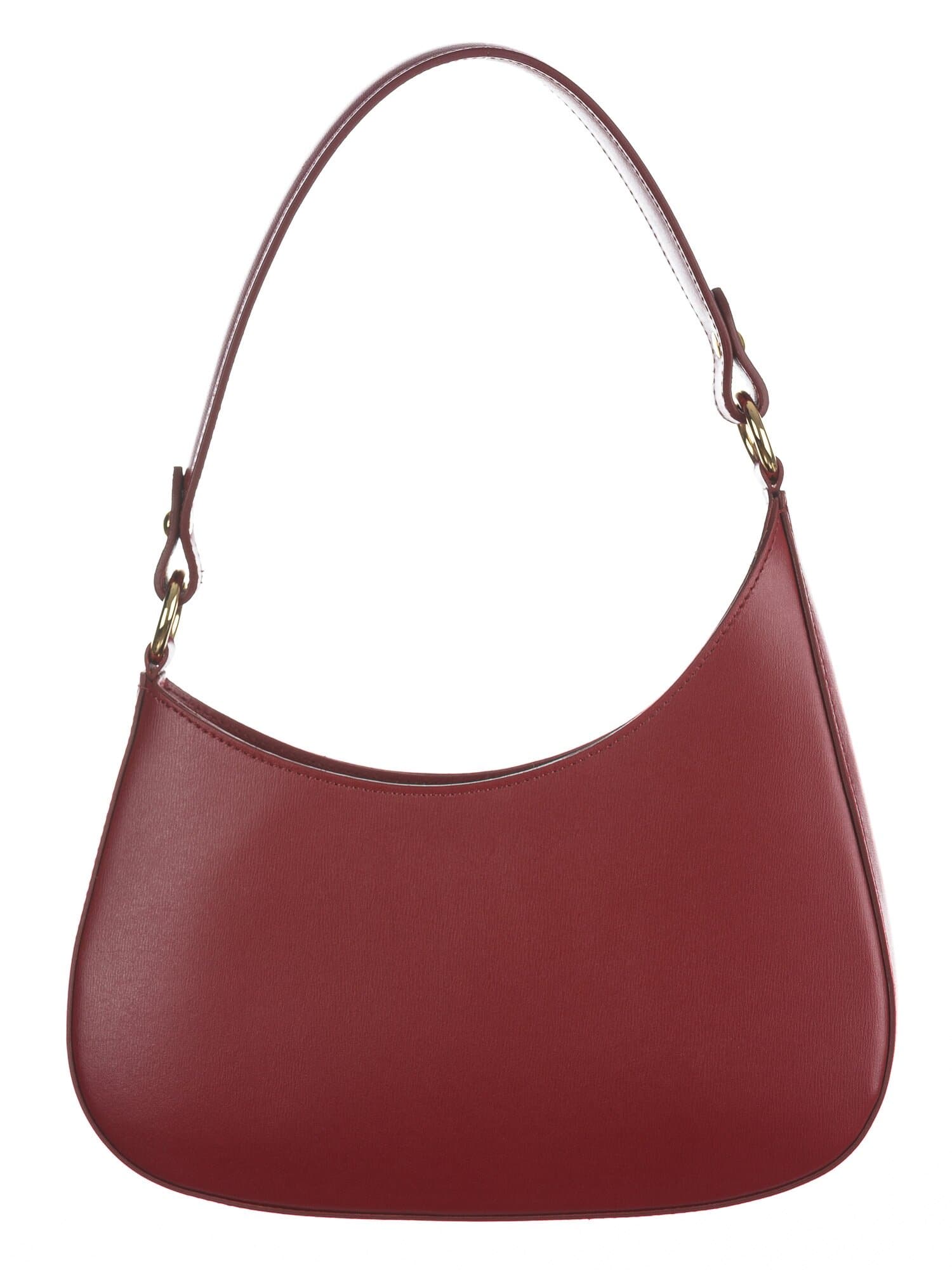 Borsa in vera pelle saffiano, modello ALISEA, colore BORDEAUX, CHIAROSCURO, Made in Italy