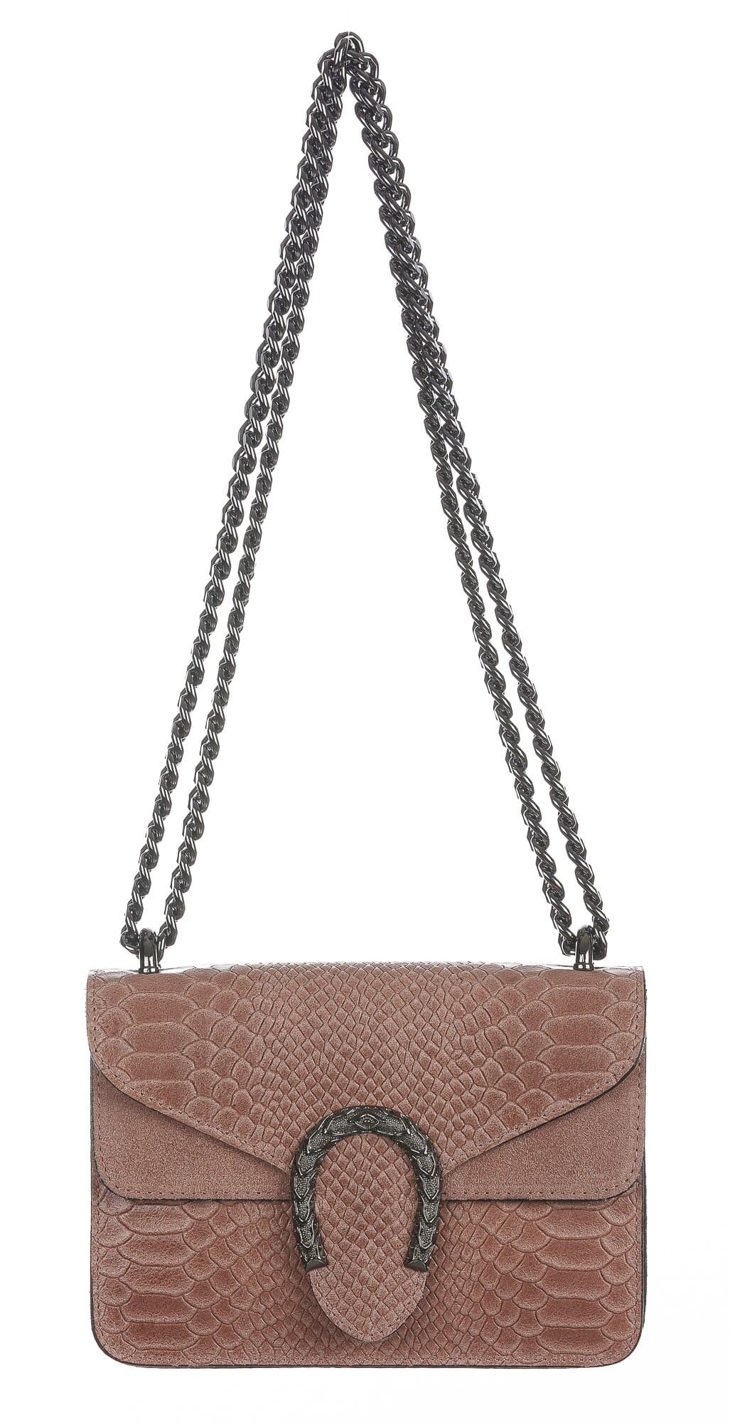 Borsa a spalla / tracolla da donna in vera pelle VIKTORIA, colore ROSA ANTICO, CHIAROSCURO, Made in Italy