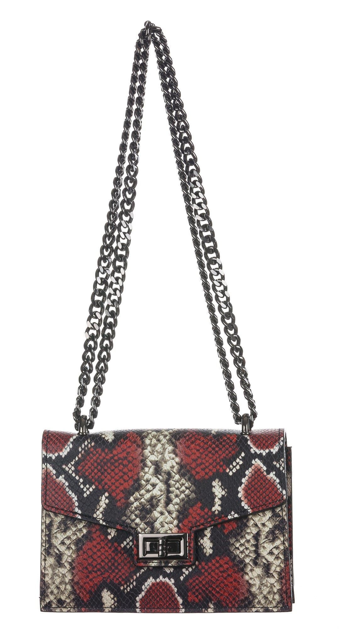 Borsa a spalla / tracolla da donna in vera pelle MARILINA, colore ROSSO / ROCCIA, CHIAROSCURO, Made in Italy