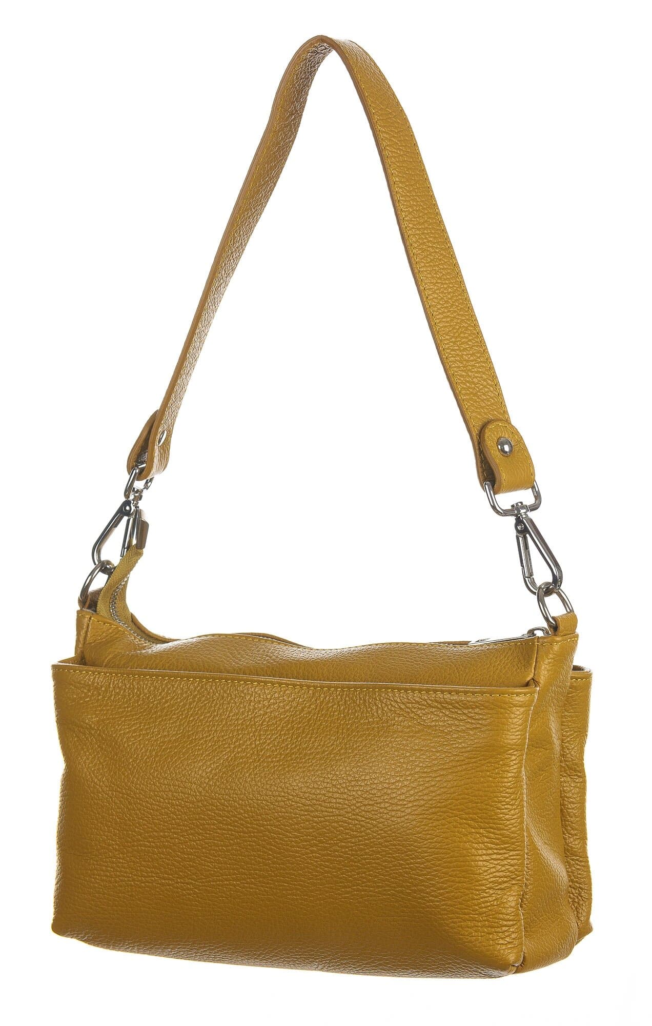 Borsa a spalla / tracolla da donna in vera pelle MAGDA, colore GIALLO, CHIAROSCURO, Made in Italy