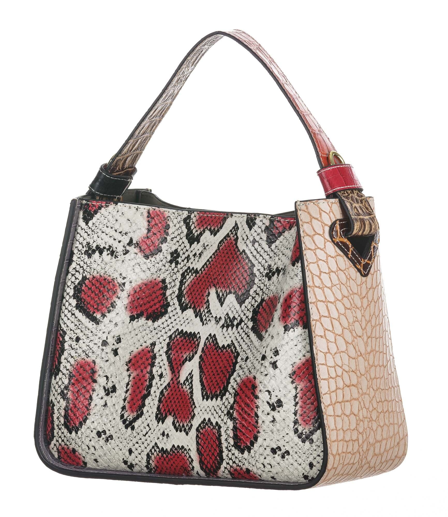Borsa a mano / a tracolla da donna in vera pelle ANITA, colore MULTICOLOR, CHIAROSCURO, Made in Italy.