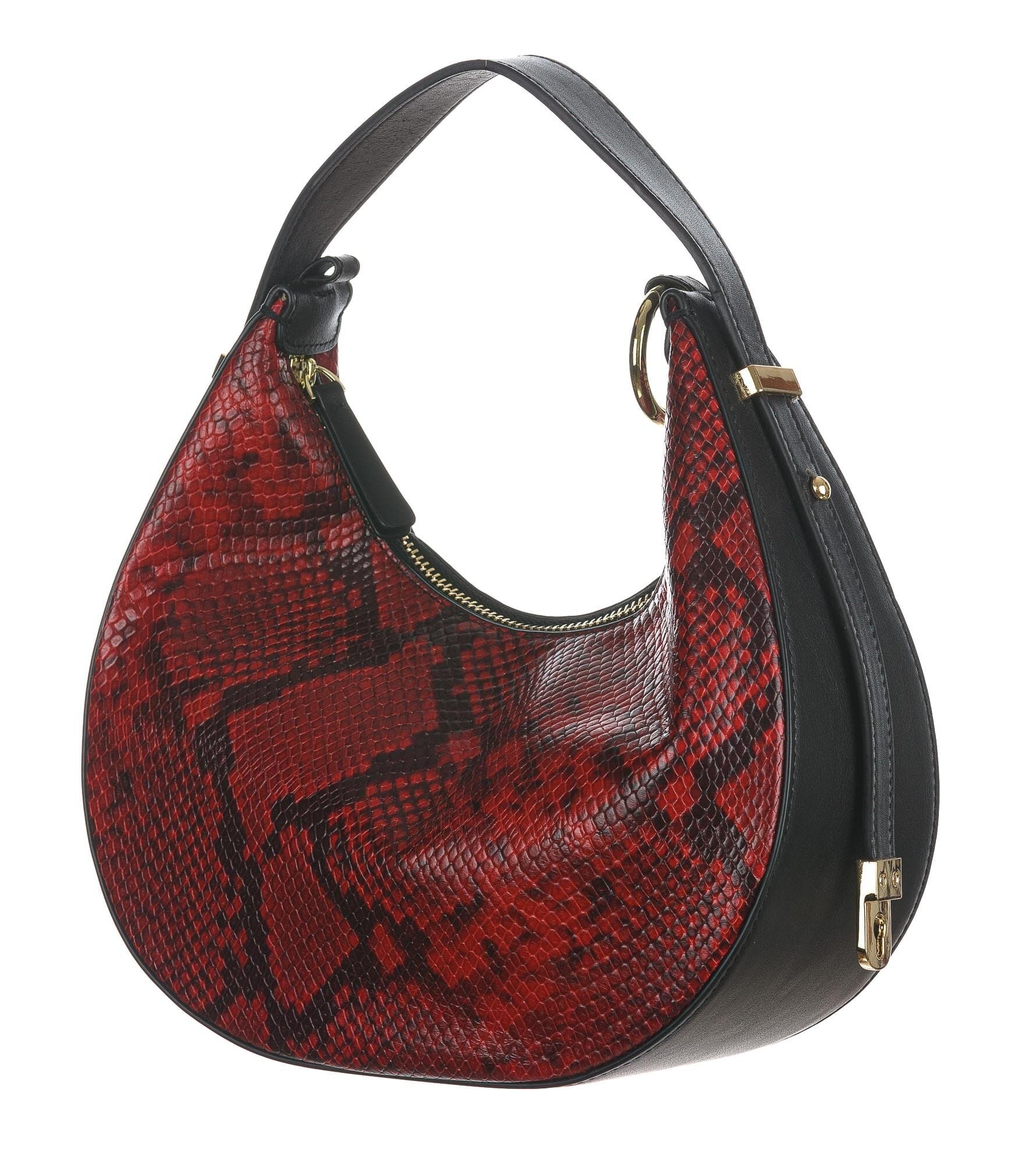 Borsa a spalla / a tracolla da donna in vera pelle AMIRA, colore ROSSO, CHIAROSCURO, Made in Italy