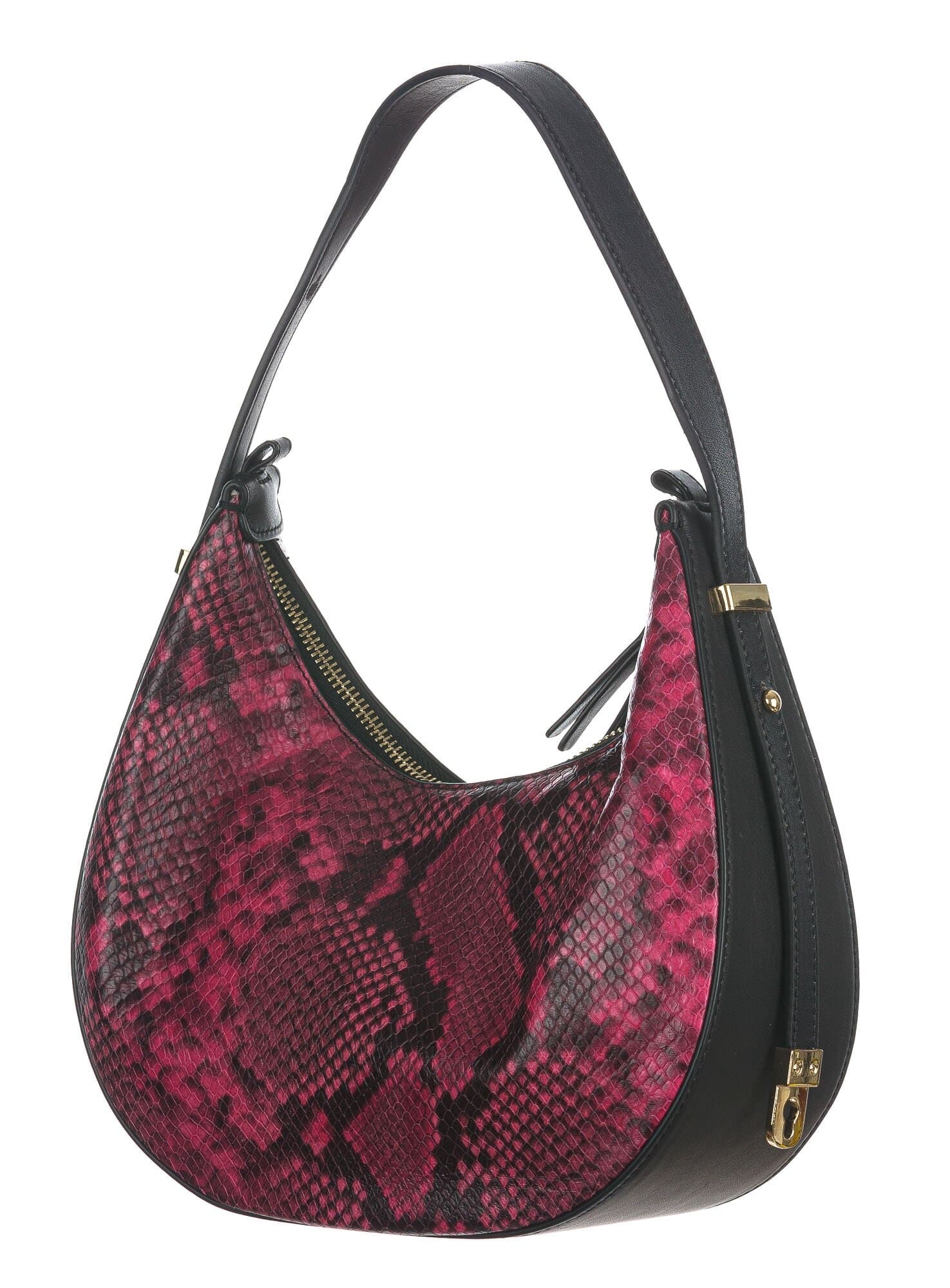 Borsa a spalla / a tracolla da donna in vera pelle AMIRA, colore FUCSIA, CHIAROSCURO, Made in Italy
