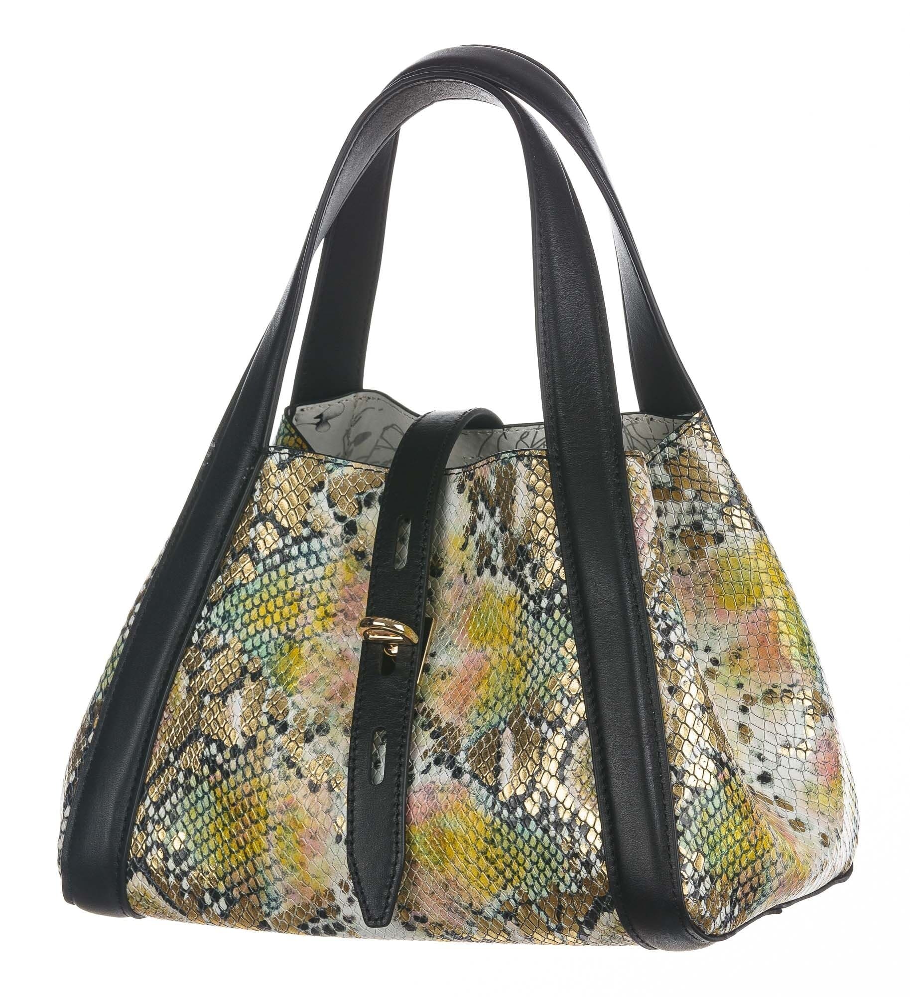 Borsa a mano / a tracolla da donna in vera pelle INGRID, colore MULTICOLOR, CHIAROSCURO, Made in Italy
