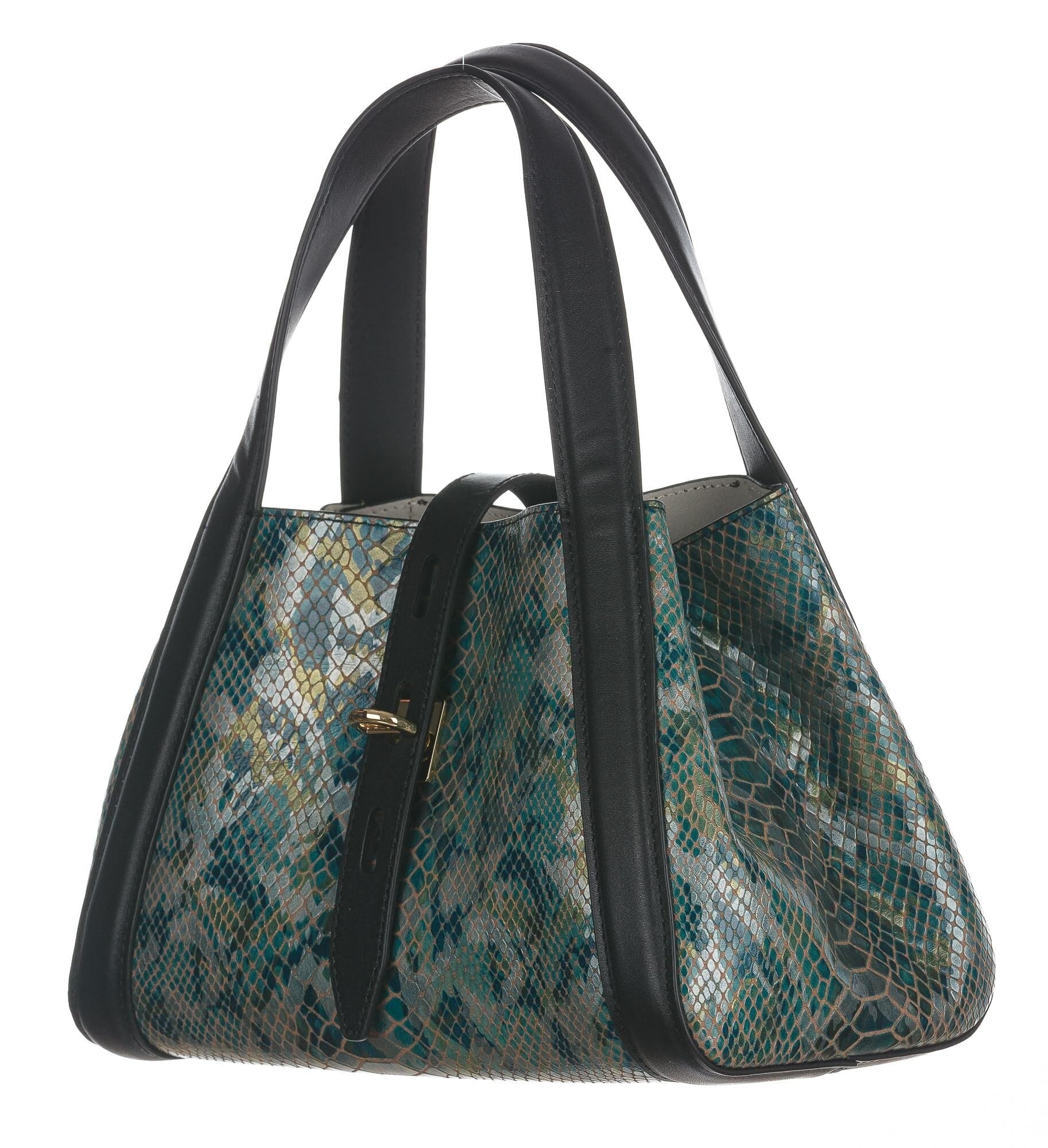Borsa a mano / a tracolla da donna in vera pelle INGRID, colore MULTICOLOR, CHIAROSCURO, Made in Italy.