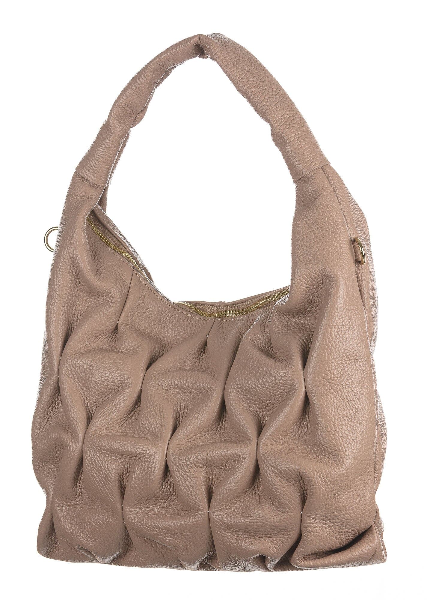 Borsa a spalla / tracolla da donna in vera pelle CRISTINA, colore ROSA, CHIAROSCURO, Made in Italy