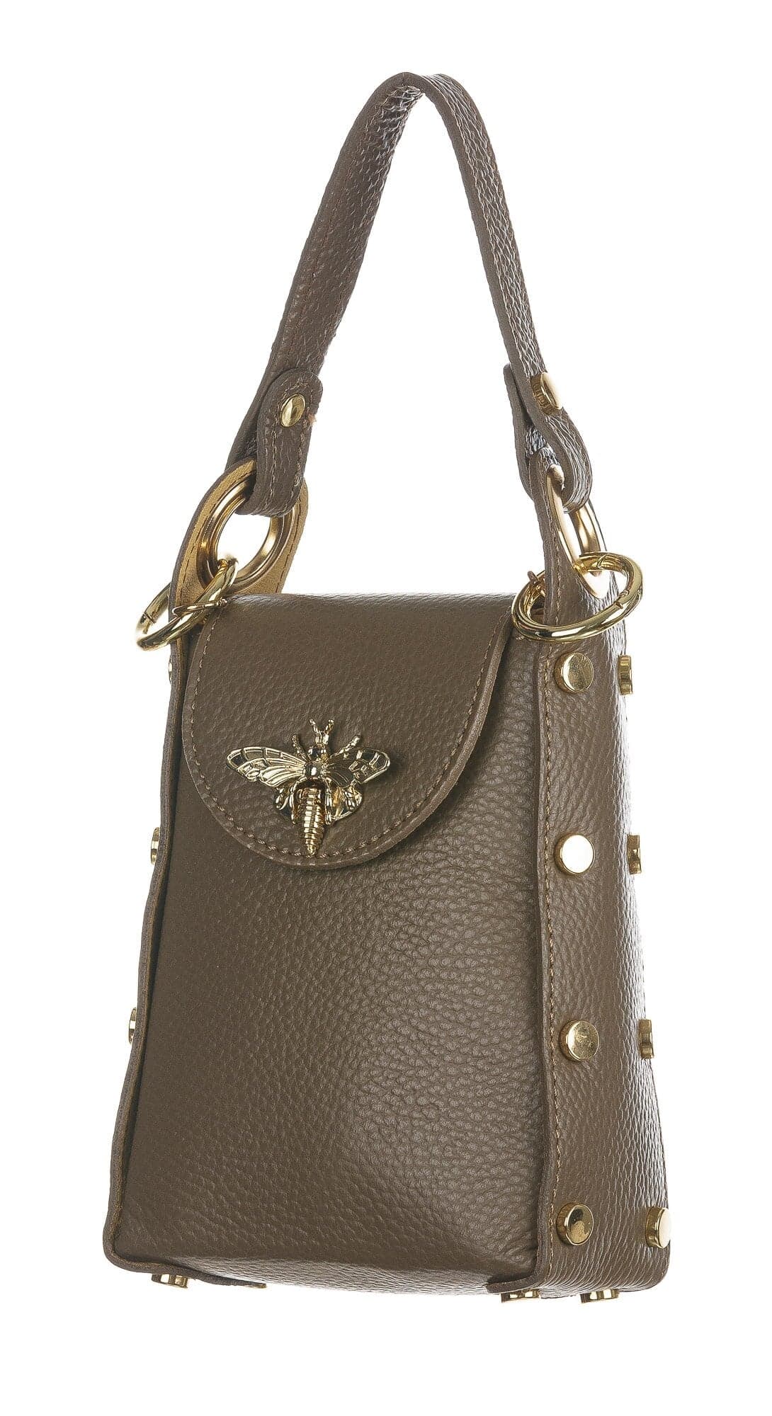 Borsa a mano / tracolla da donna in vera pelle AIDA, colore TAUPE, CHIAROSCURO, Made in Italy