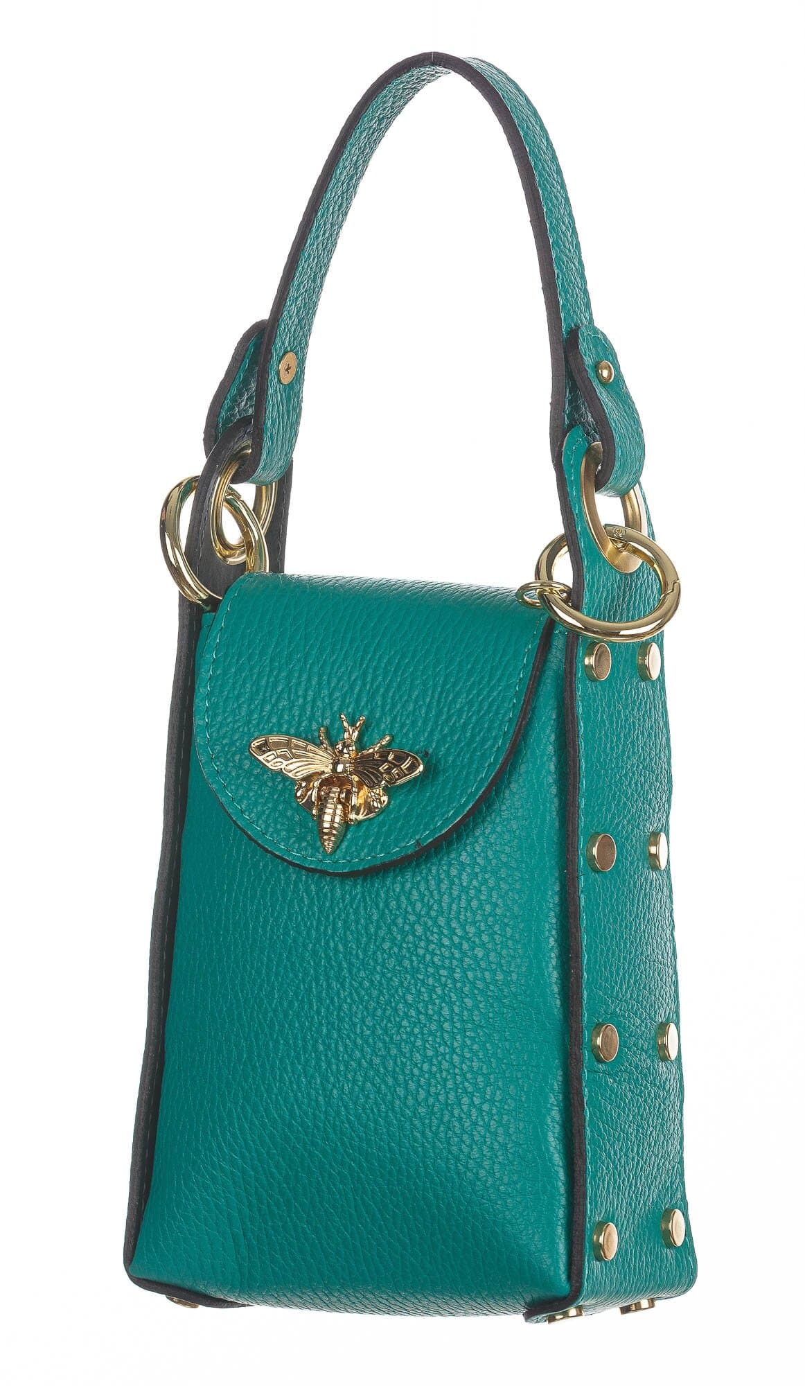 Borsa a mano / tracolla da donna in vera pelle AIDA, colore VERDE TIFFANY, CHIAROSCURO, Made in Italy