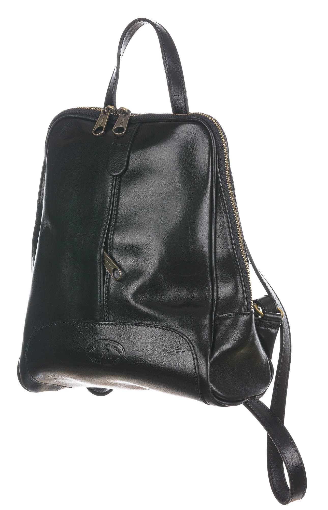 Zaino donna in vera pelle MONTE VENTUROSA, colore NERO, CHIAROSCURO, Made in Italy