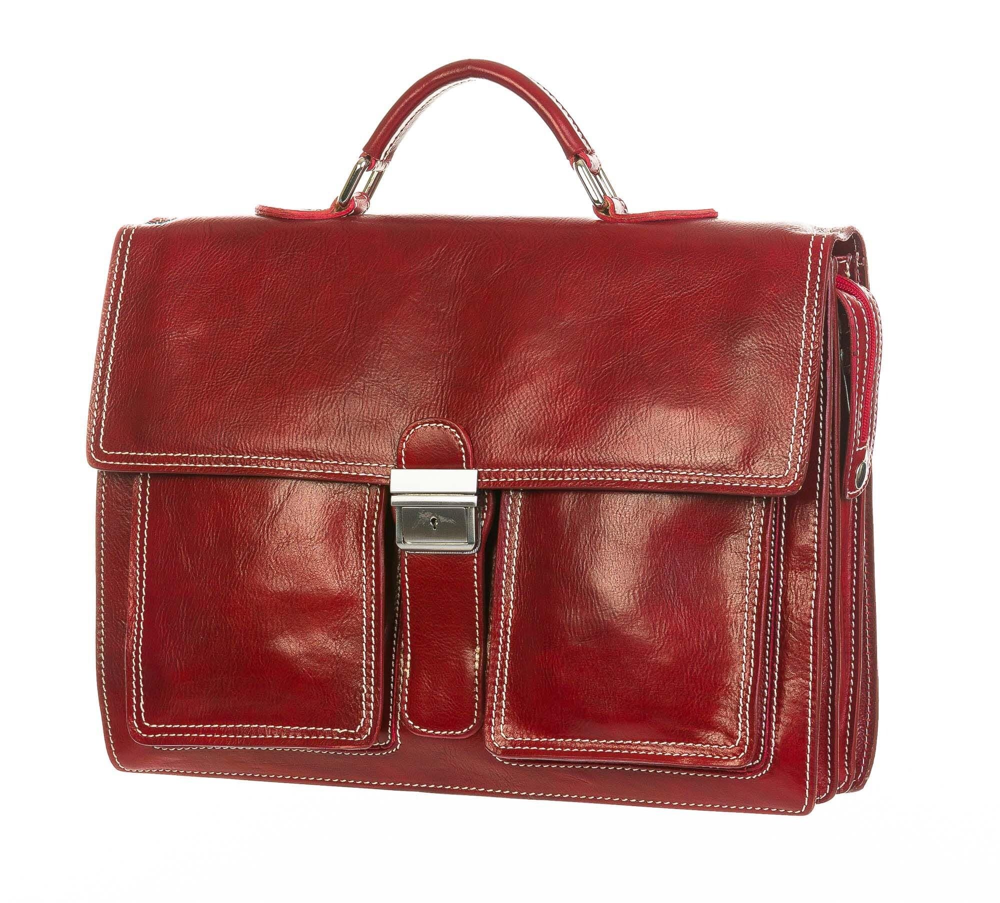 EVASIO XXL: cartella ufficio / borsa lavoro uomo, in cuoio, colore : ROSSO, Made in Italy